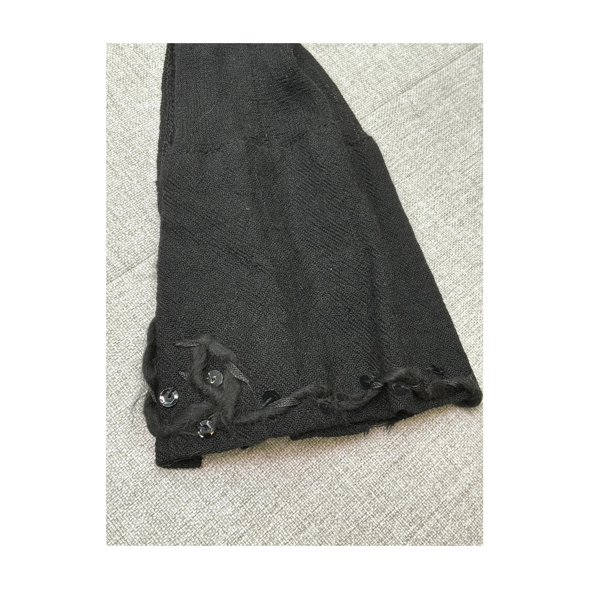 Camisa Transparente preta em Lã com Punhos com Acabamento em renda
