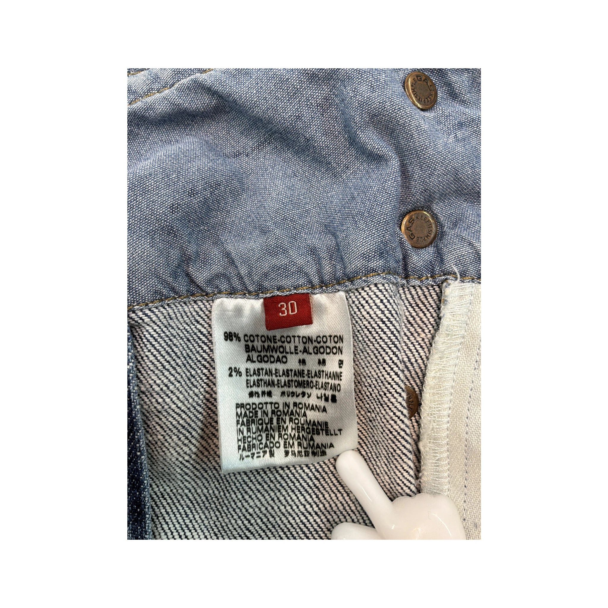GAS Studded Button Front Denim Mini Skirt