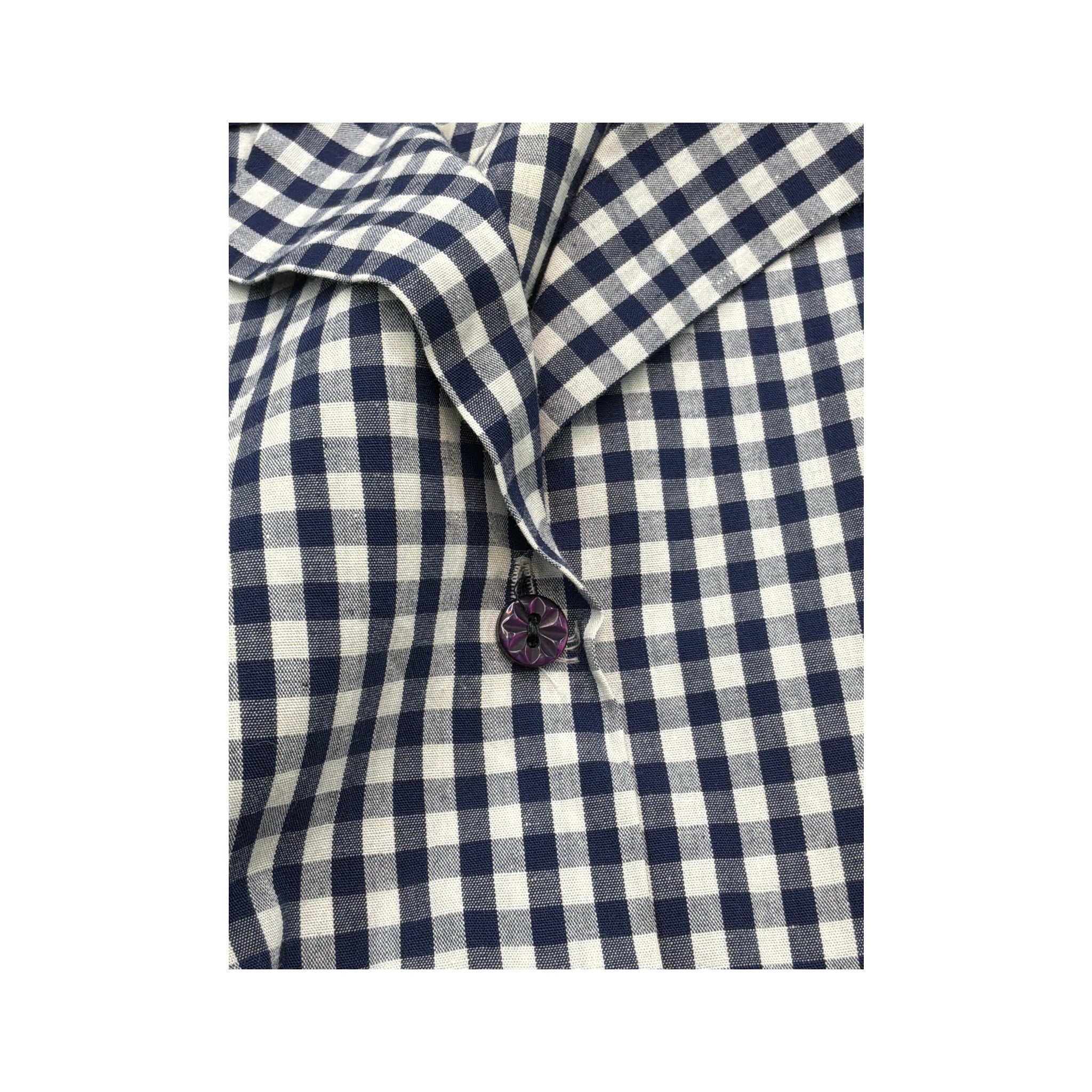 Blue e gcs Vintage Navy White Gingham Cotton Sleeveless Blouse