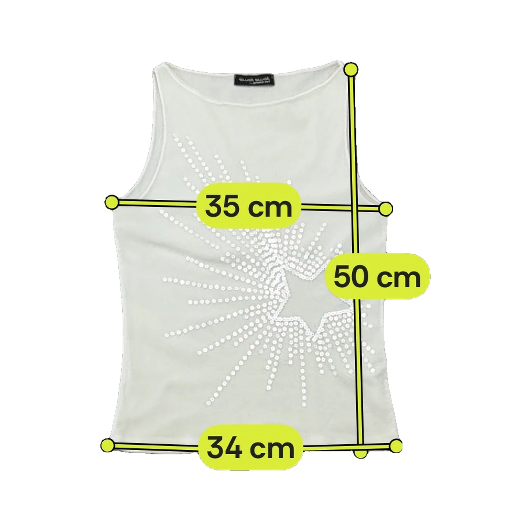 Scusa Scusa White Sequin Star Tank Top