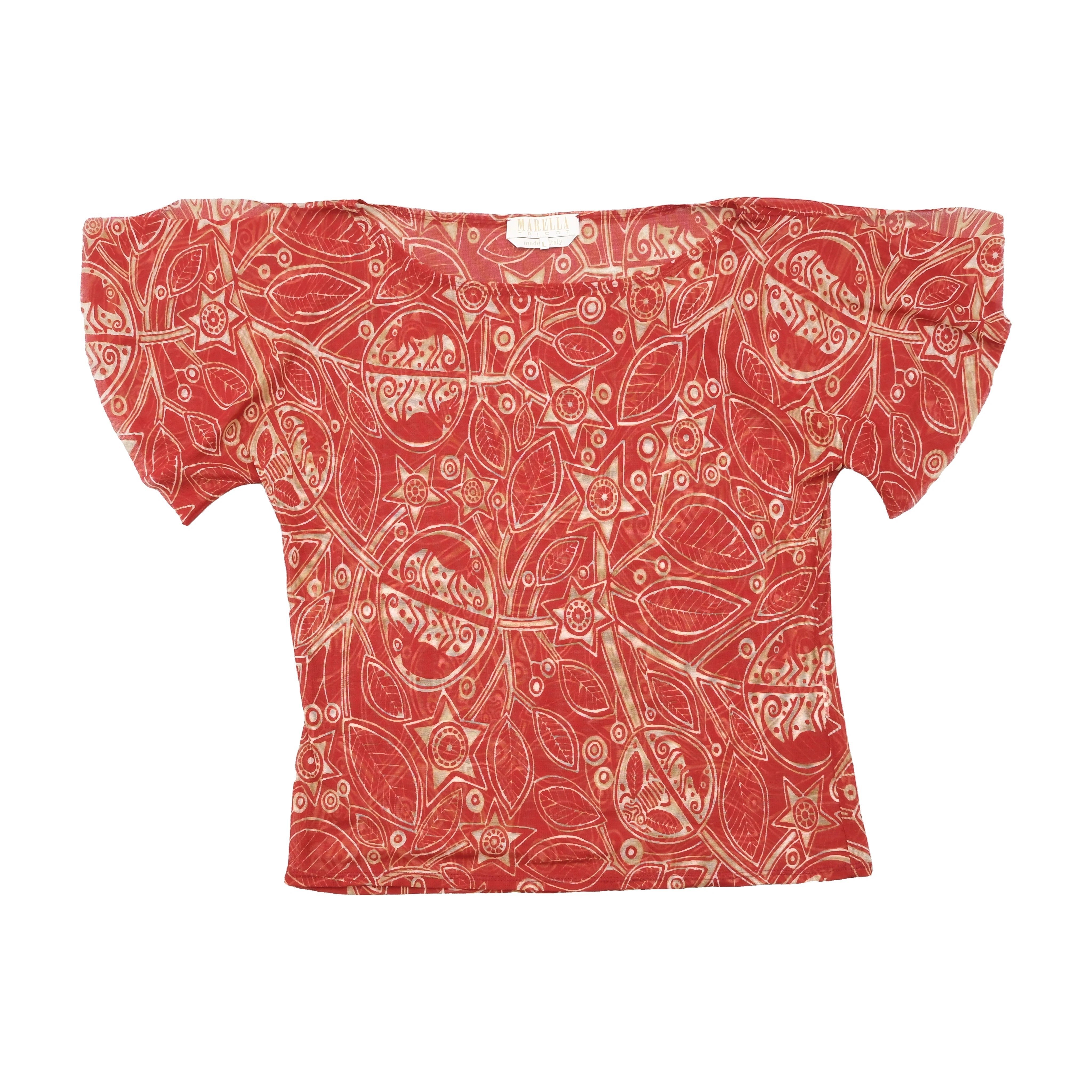 Marella Tricot Abstract Print Sheer Blouse