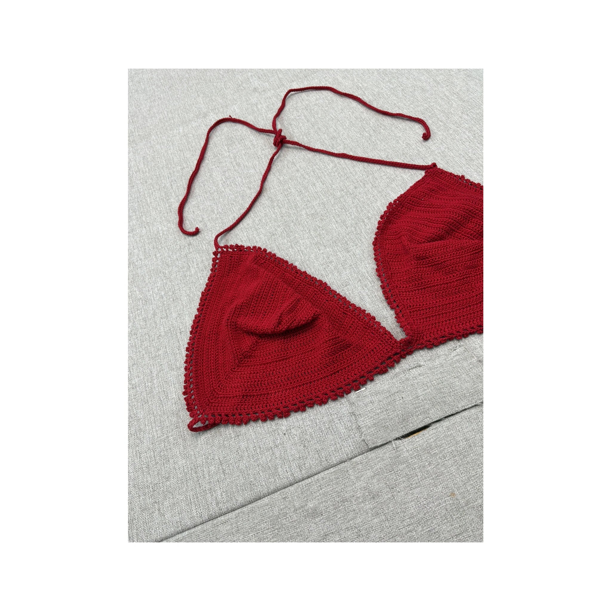 Hand Crocheted Halter Triangle Knit Top