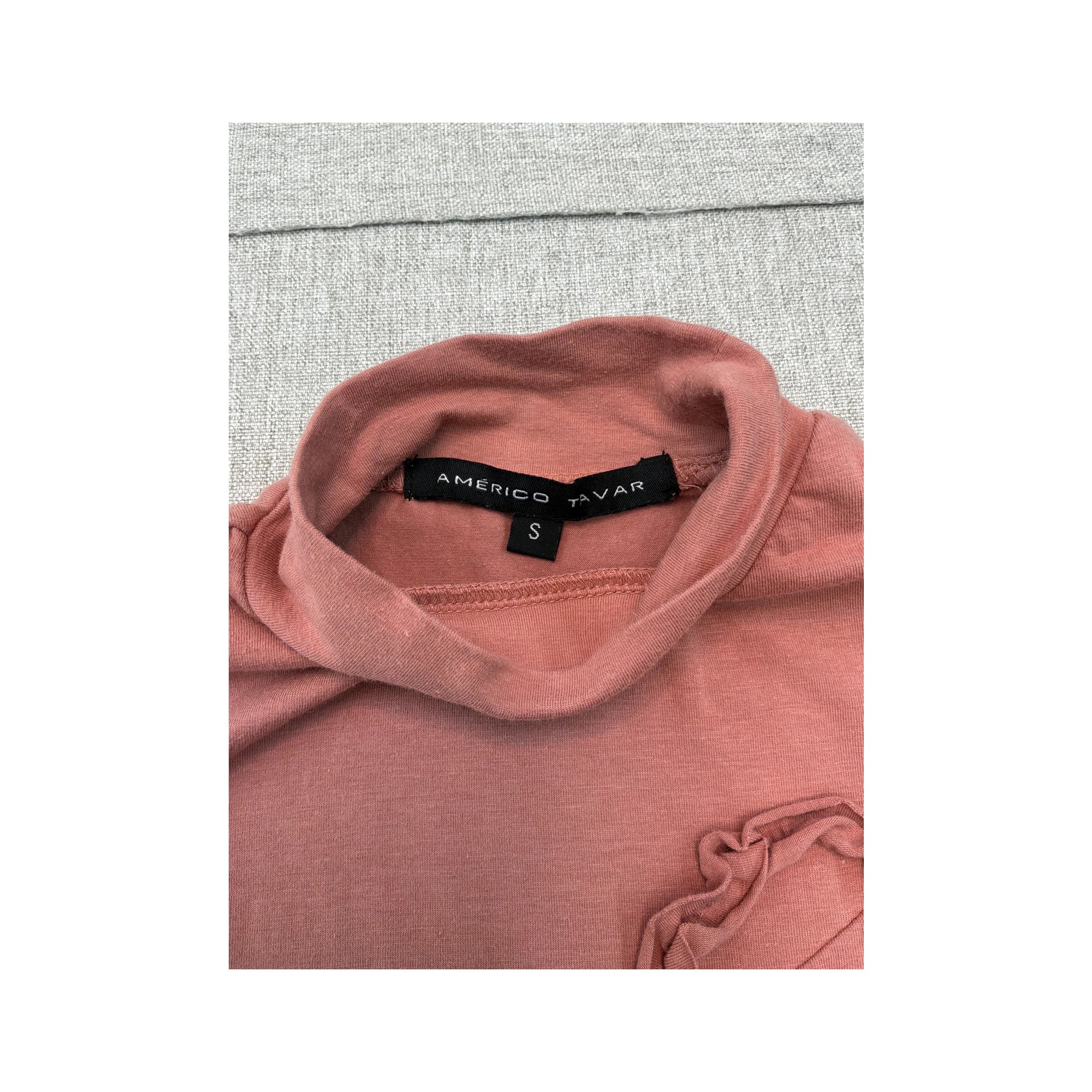 Americo Tavar Ruffle Appliqué Mock Neck Tank Top