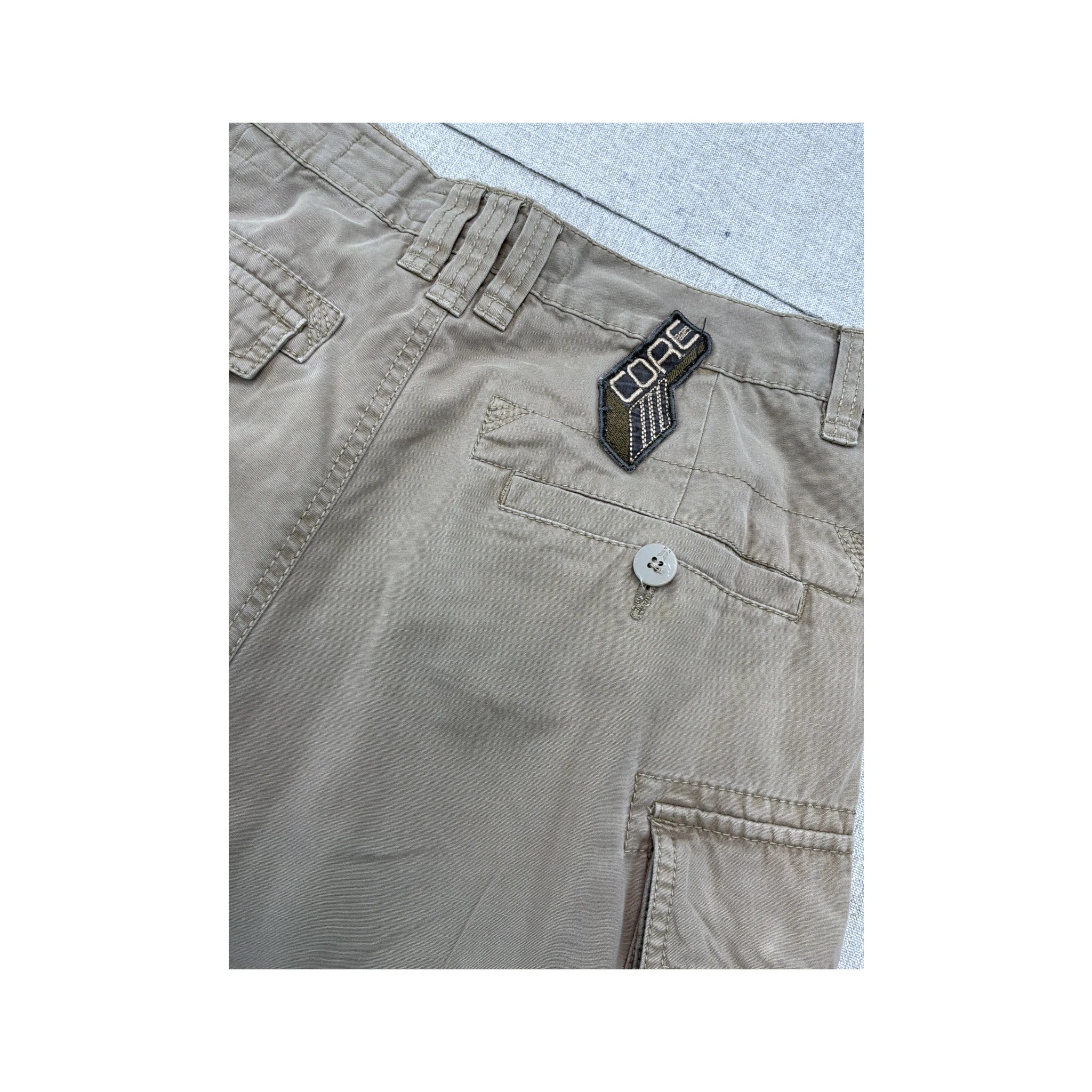Junks Beige Cotton Cargo Shorts with Logo Patch Details
