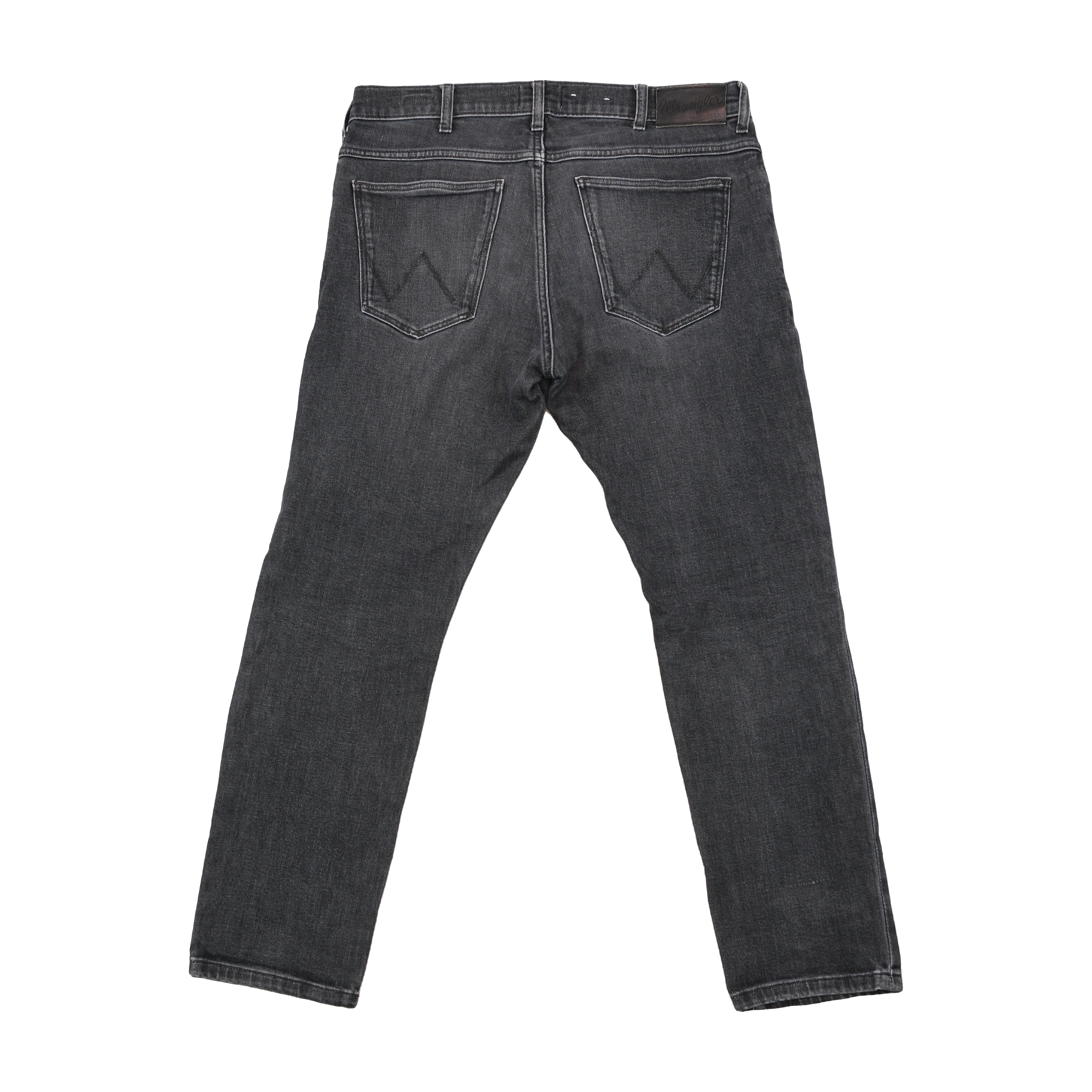 Wrangler Washed Black Cotton Blend Slim Straight Jeans