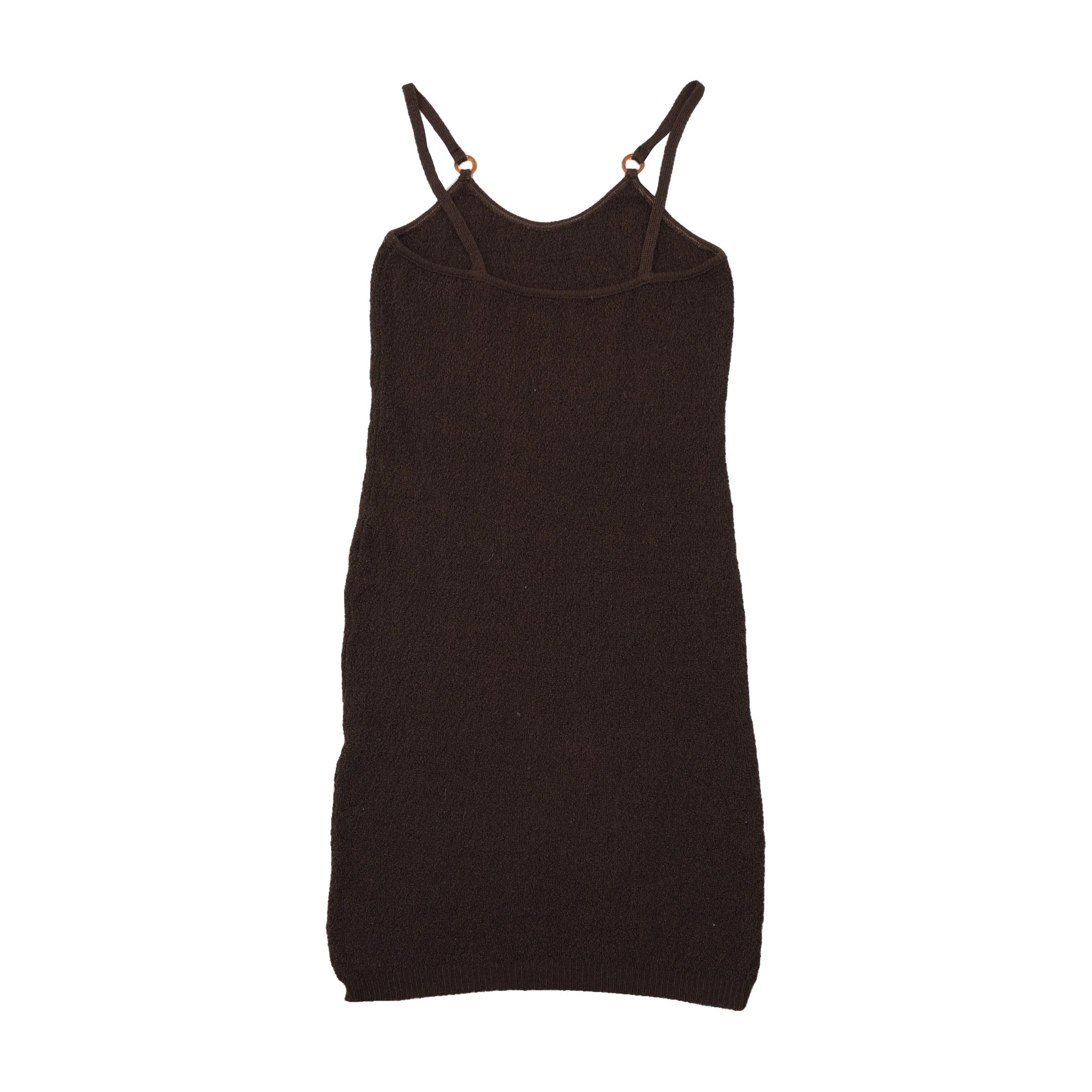 Mini vestido de malha vintage castanho com alças