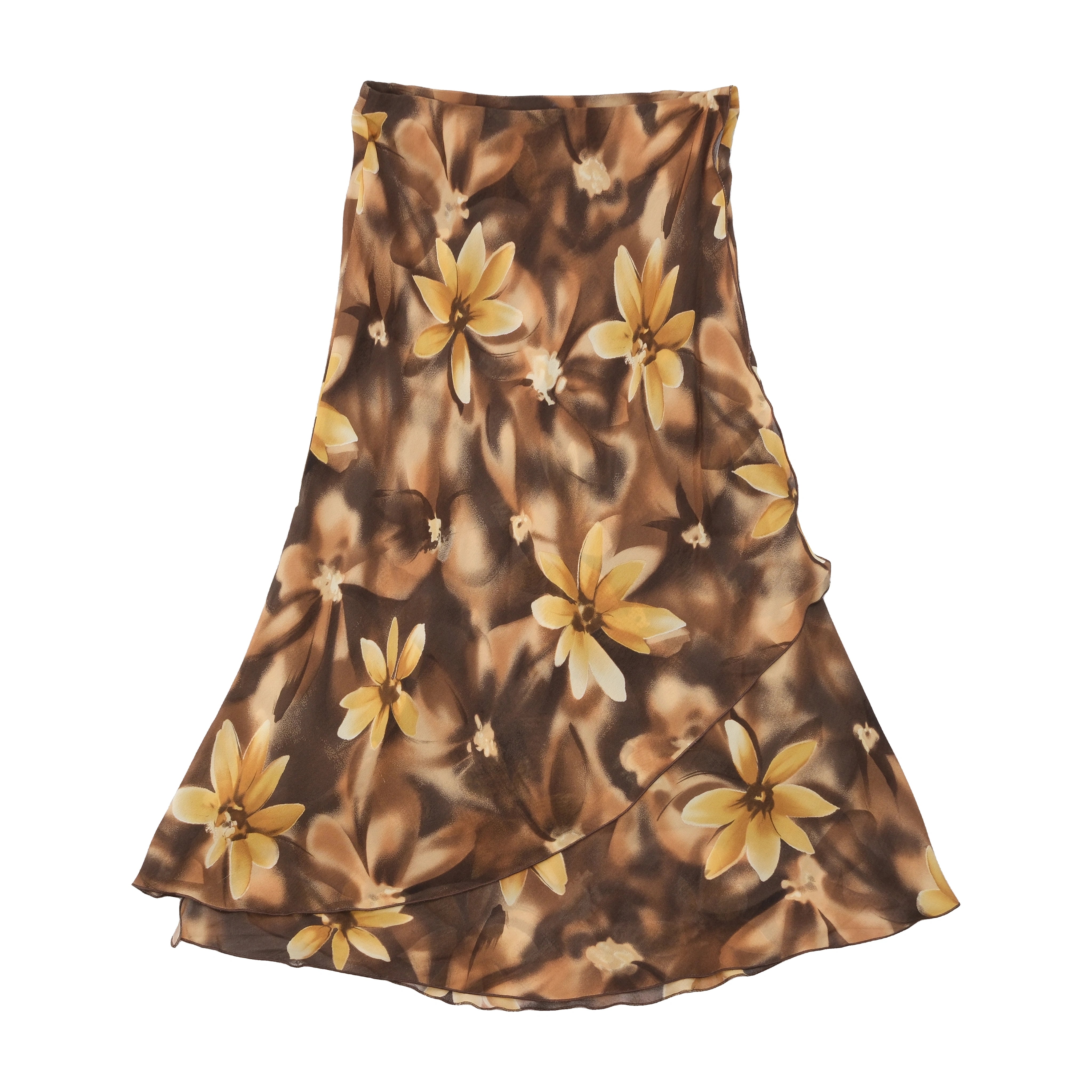 Saia Rosanna Pellegrini floral Assimétrica em Camadas