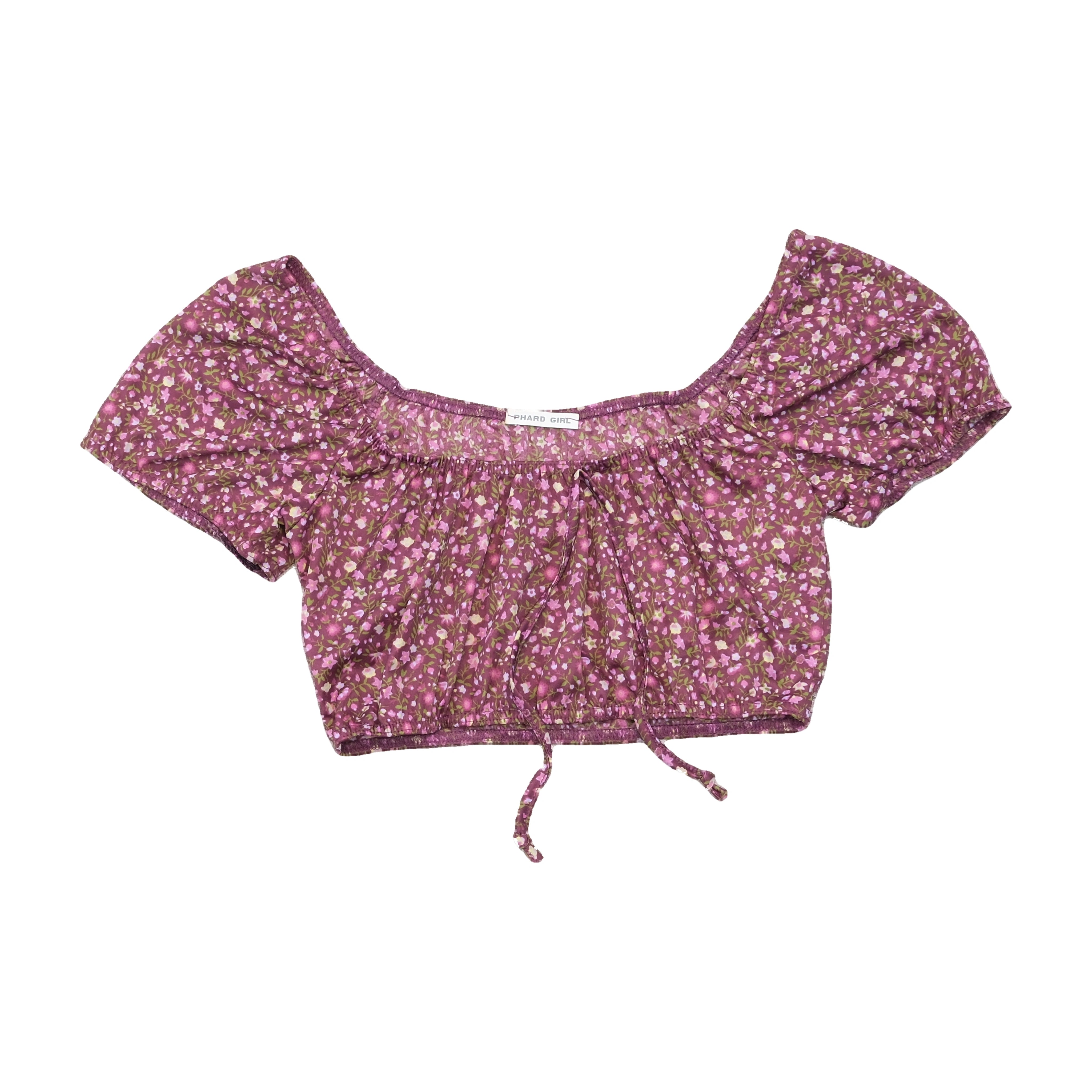 Phard Girl Floral Puff Sleeve Crop Blouse