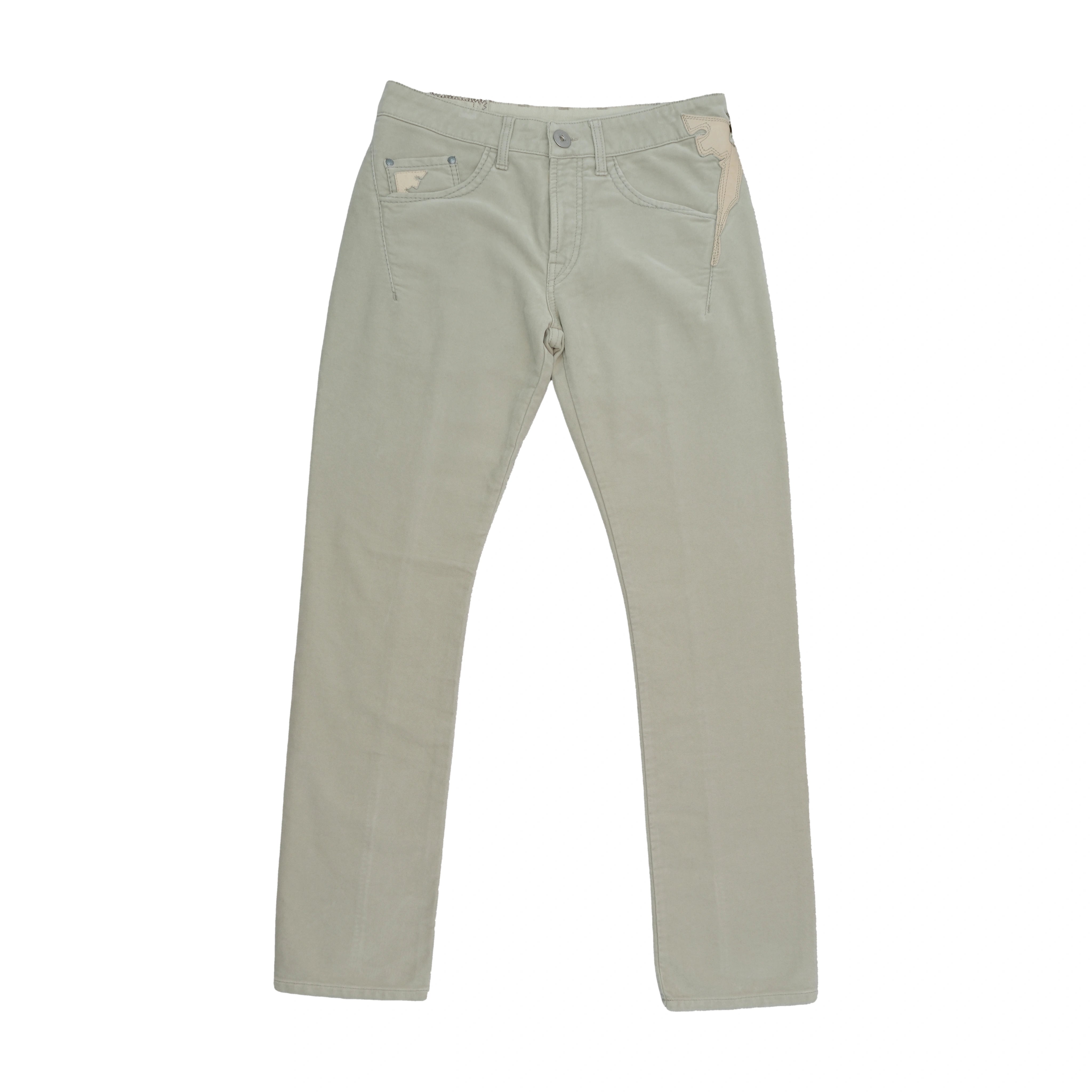 Marithé + François Girbaud Beige Embroidered Flap Pocket Five-Pocket Jeans