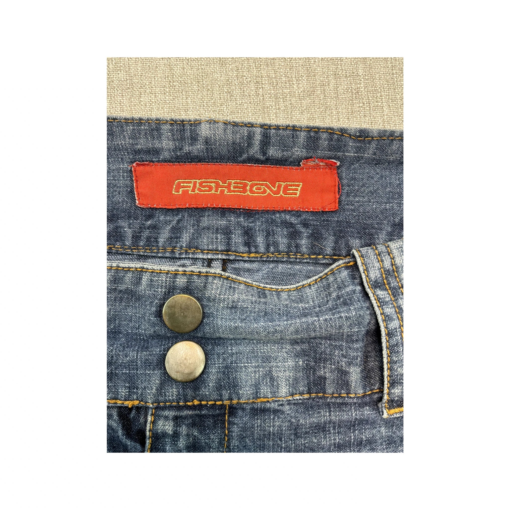 Fishbone Studded Denim Mini Skirt