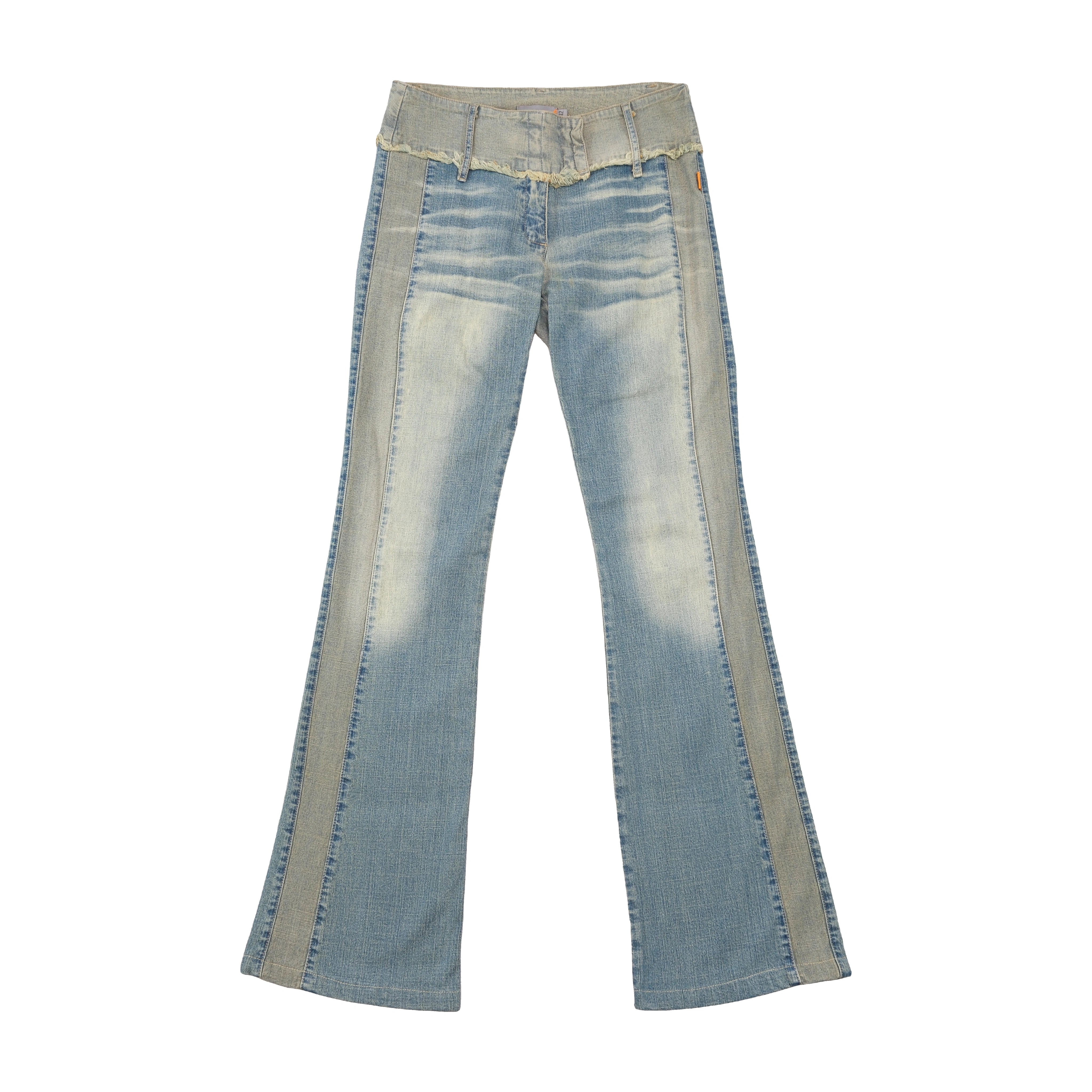 Mitequi Distressed Panel Flare Jeans