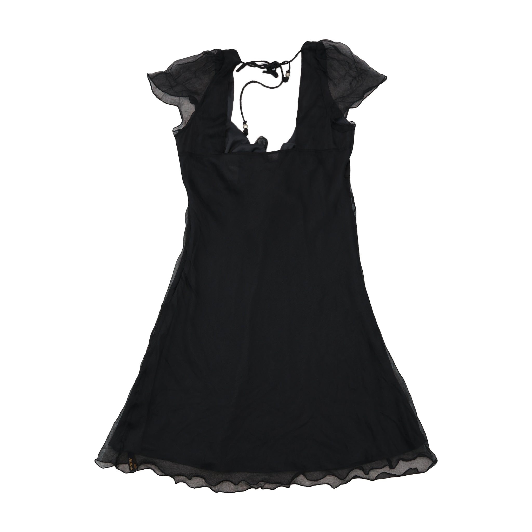 Killah Sheer Flutter Sleeve Tie Front Dress