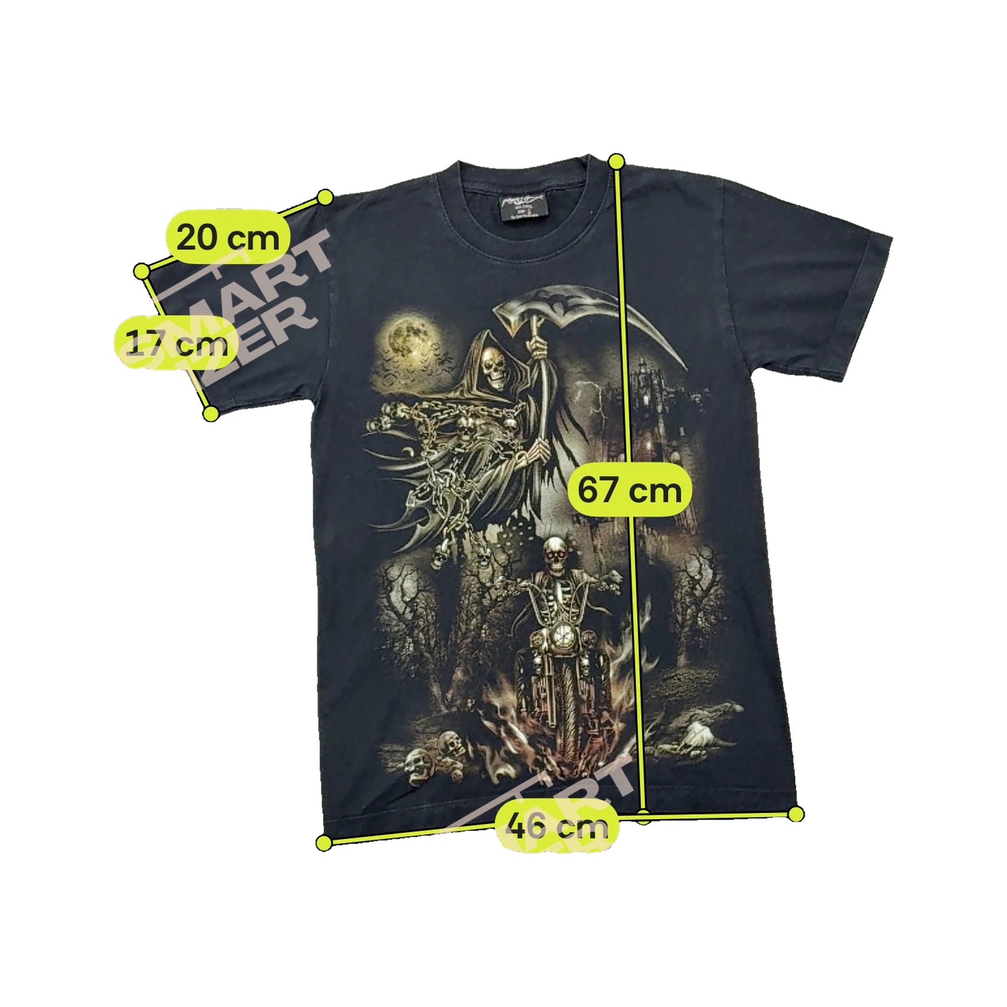 Tribal 100% Cotton Gothic Grim Reaper Biker Graphic Shirt