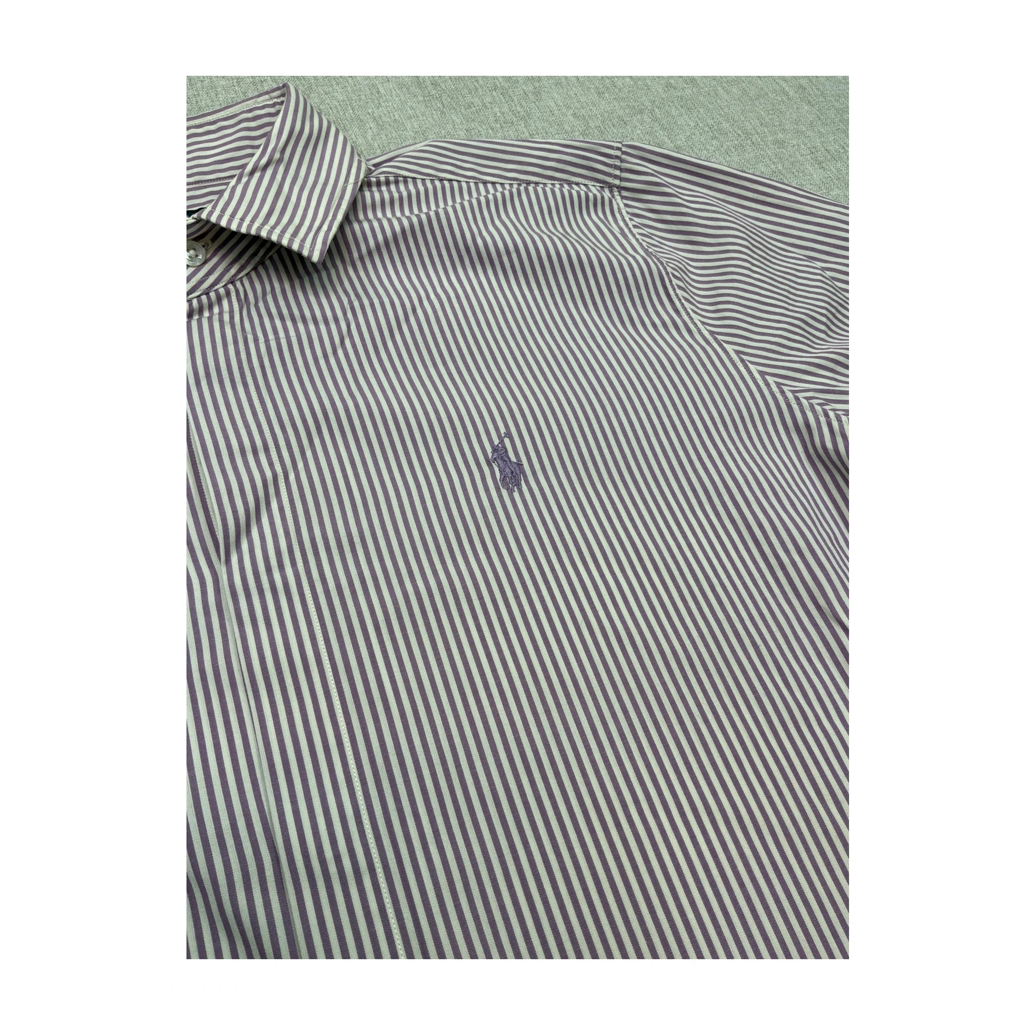 Camisa Ralph Lauren roxa de Manga curta às riscas com Botões
