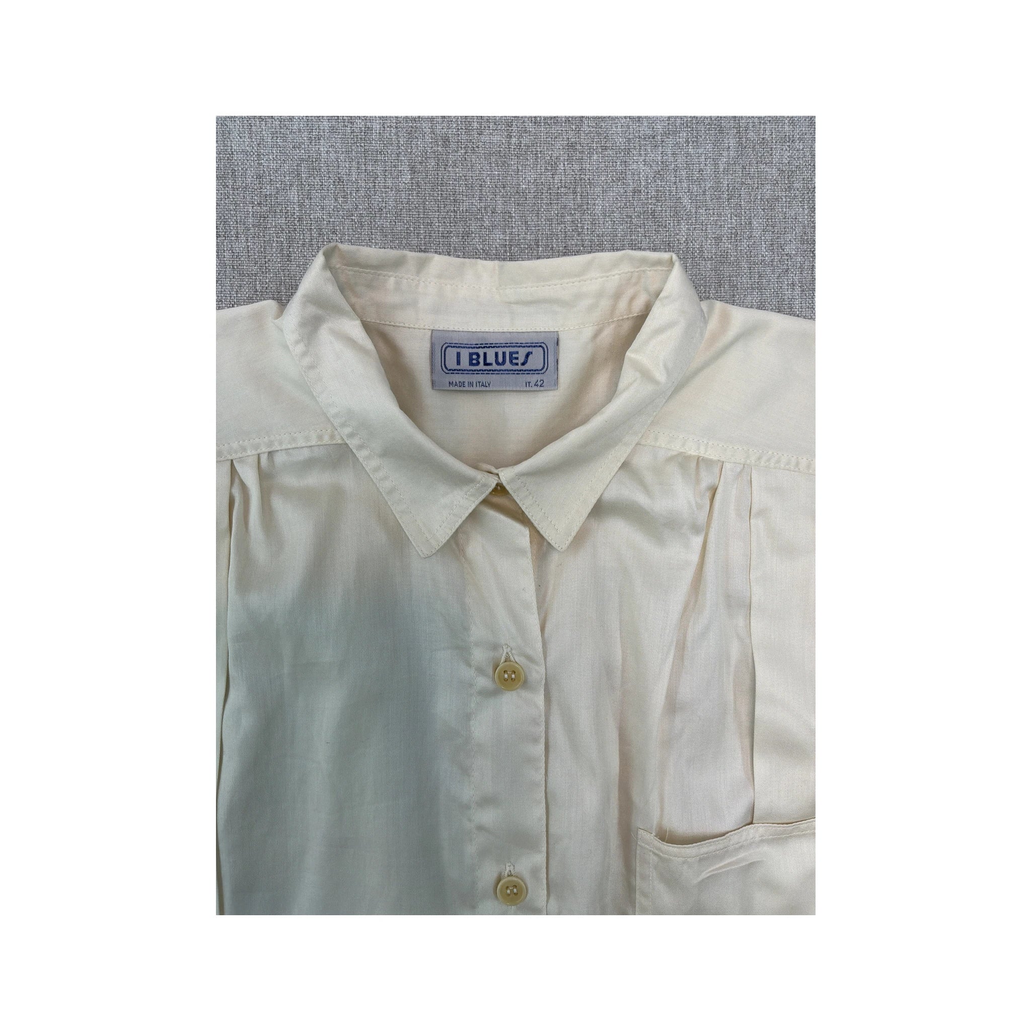 I Blues Pleated Front Button-Up Blouse