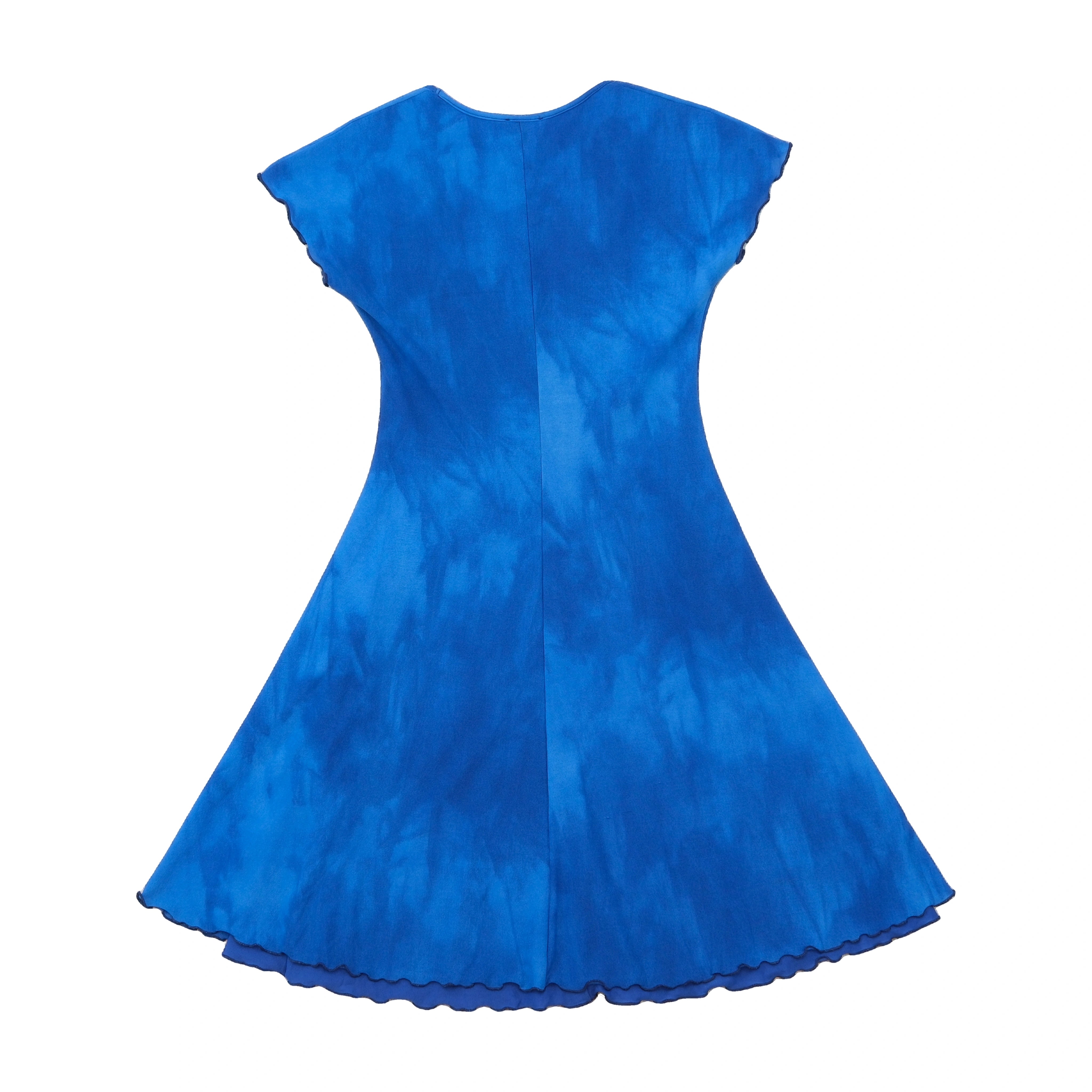 Vestido Transparente Onyx azul em Rede com Bainha Esvoaçante