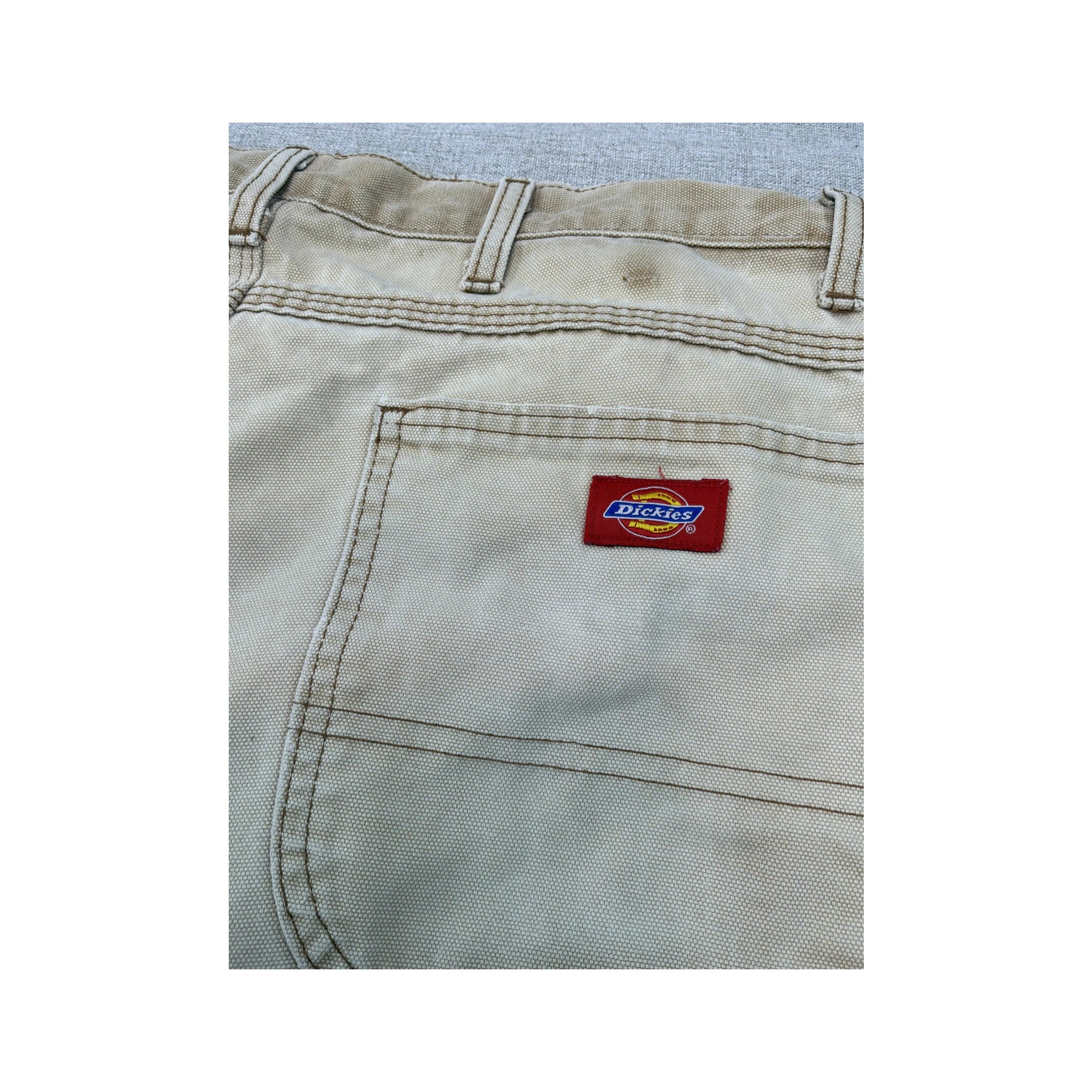 Calças de carpinteiro Dickies vintage em Lona de algodão bege