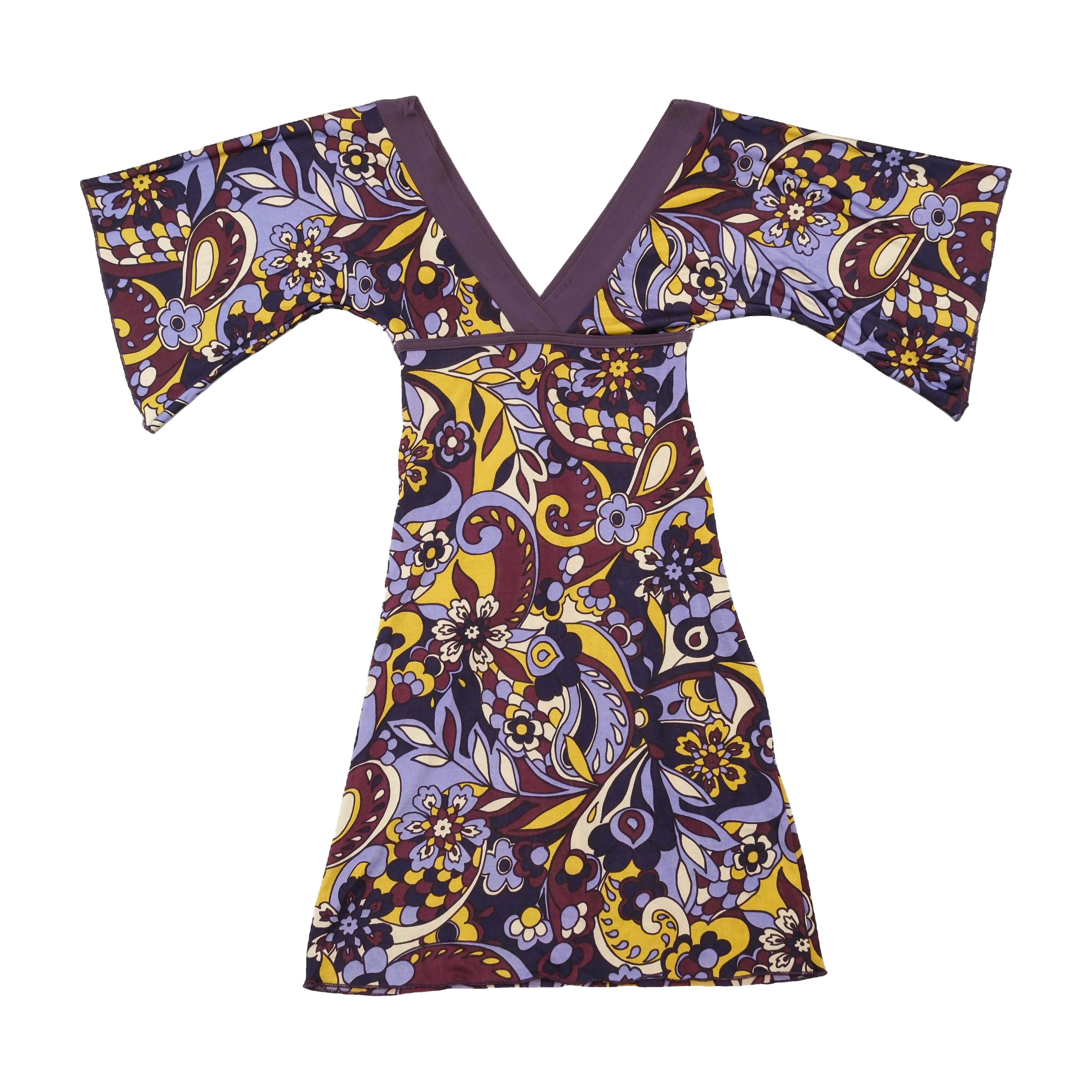 Mini vestido Reds de Manga de Sino com estampado floral Psicadélico