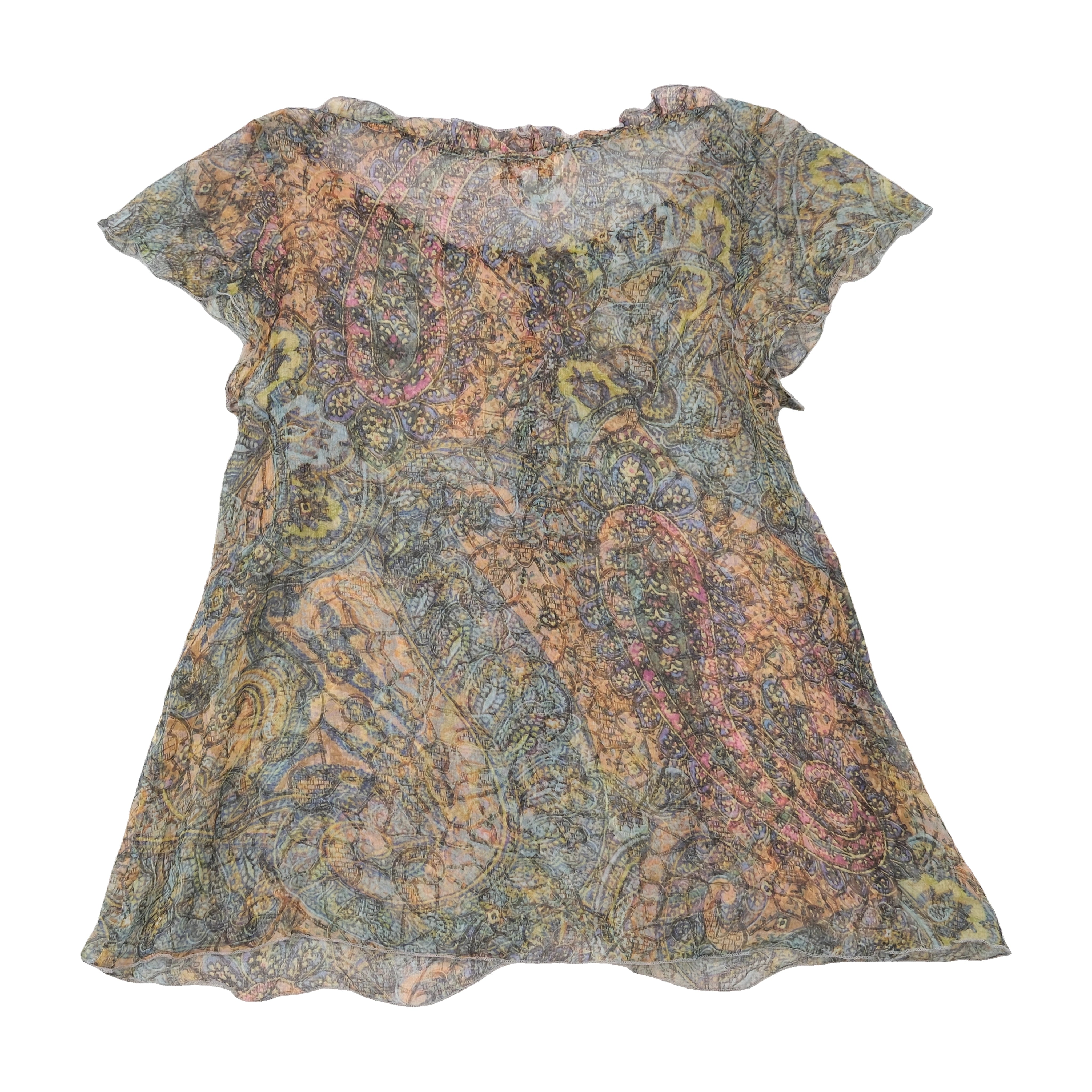 Blusa Camponesa Transparente com estampado Paisley