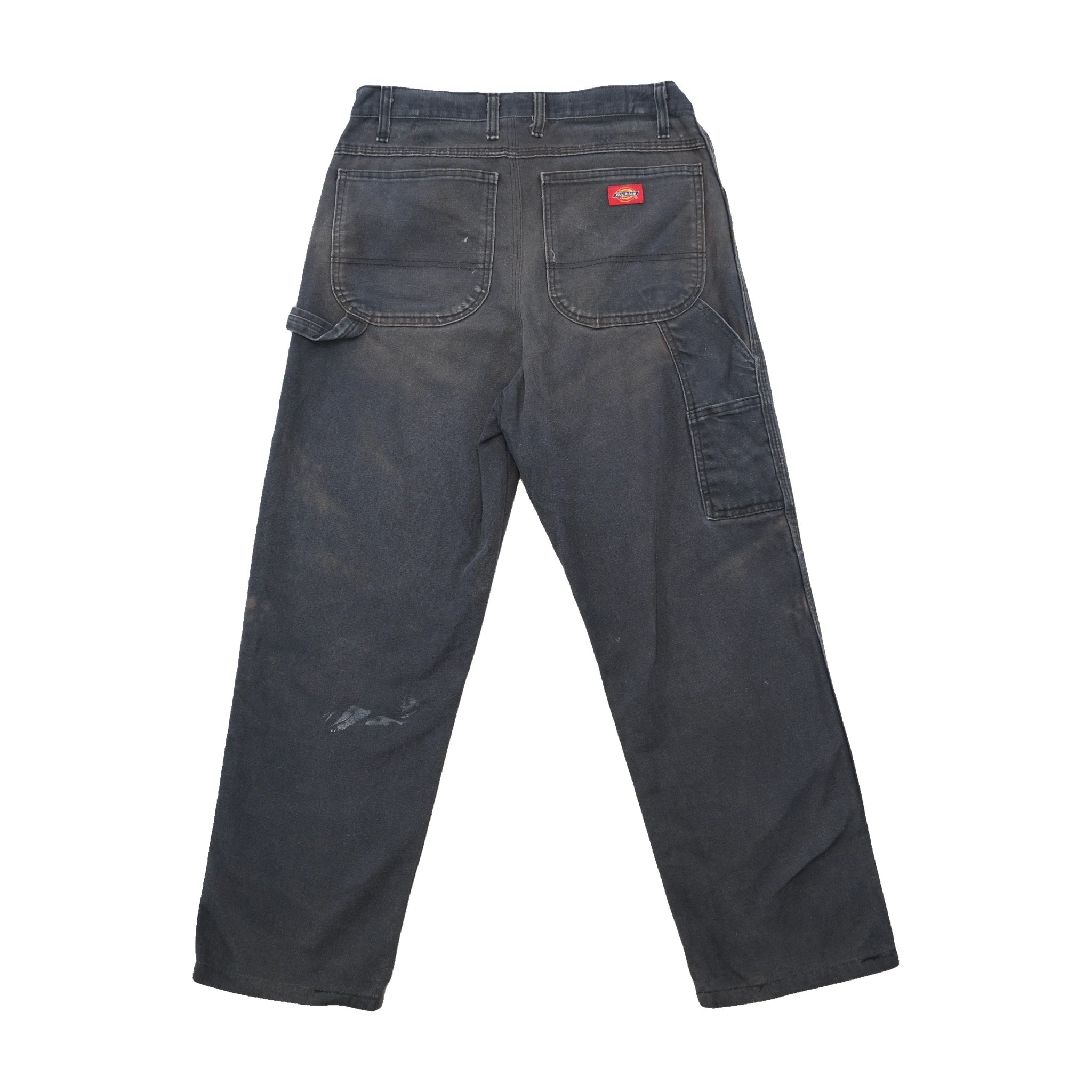 Calças de trabalho de carpinteiro Dickies pretas Desbotadas e Desgastadas