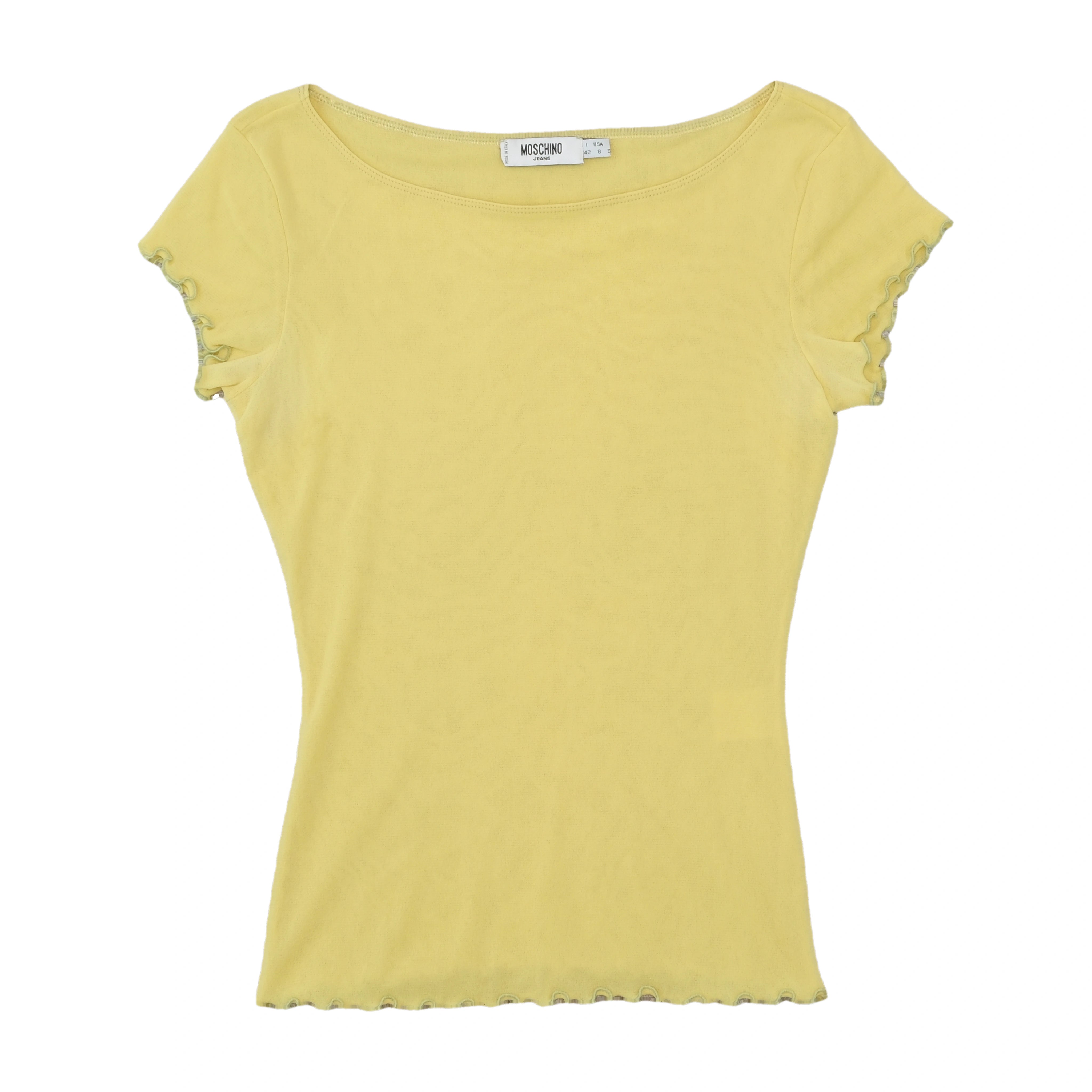 Moschino Solid Ruffle-Trim Crew Neck T-shirt
