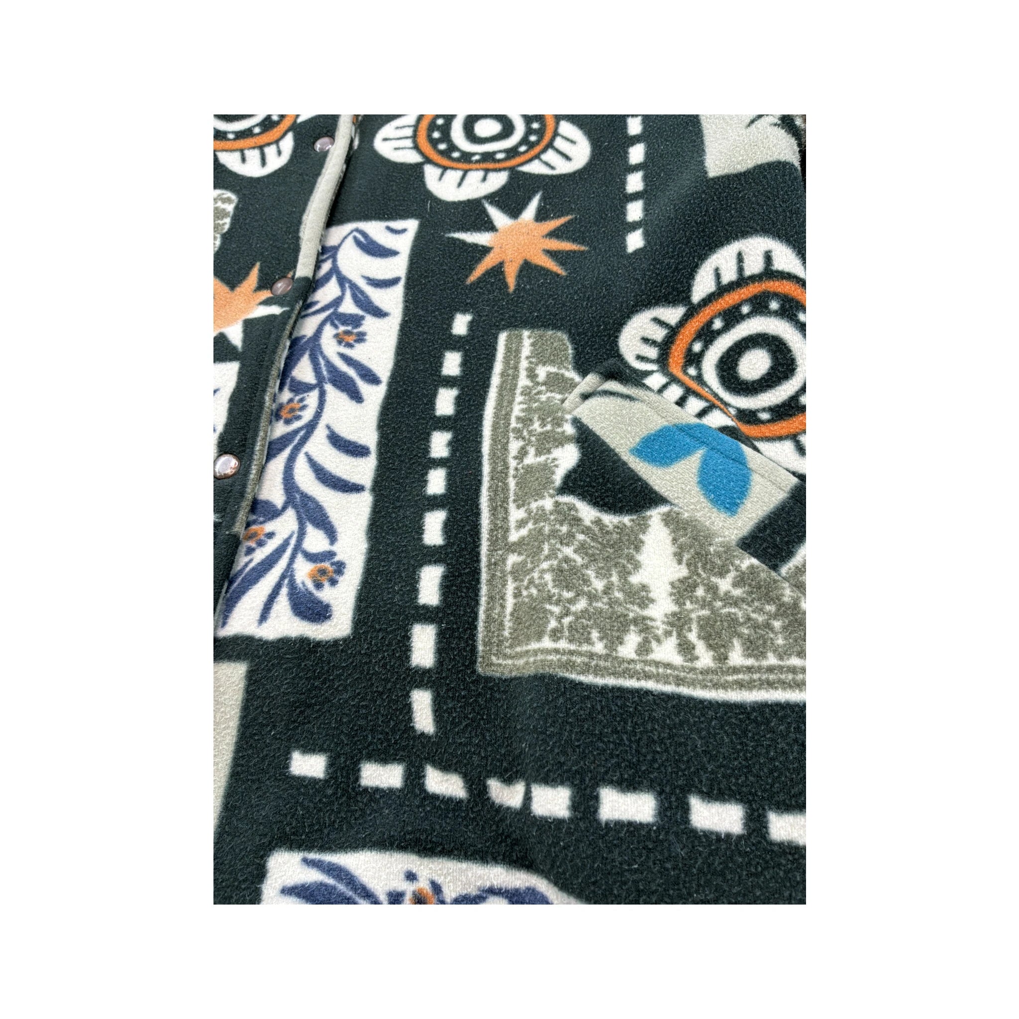 Vintage Abstract Print Fleece Jacket Made in Italy
