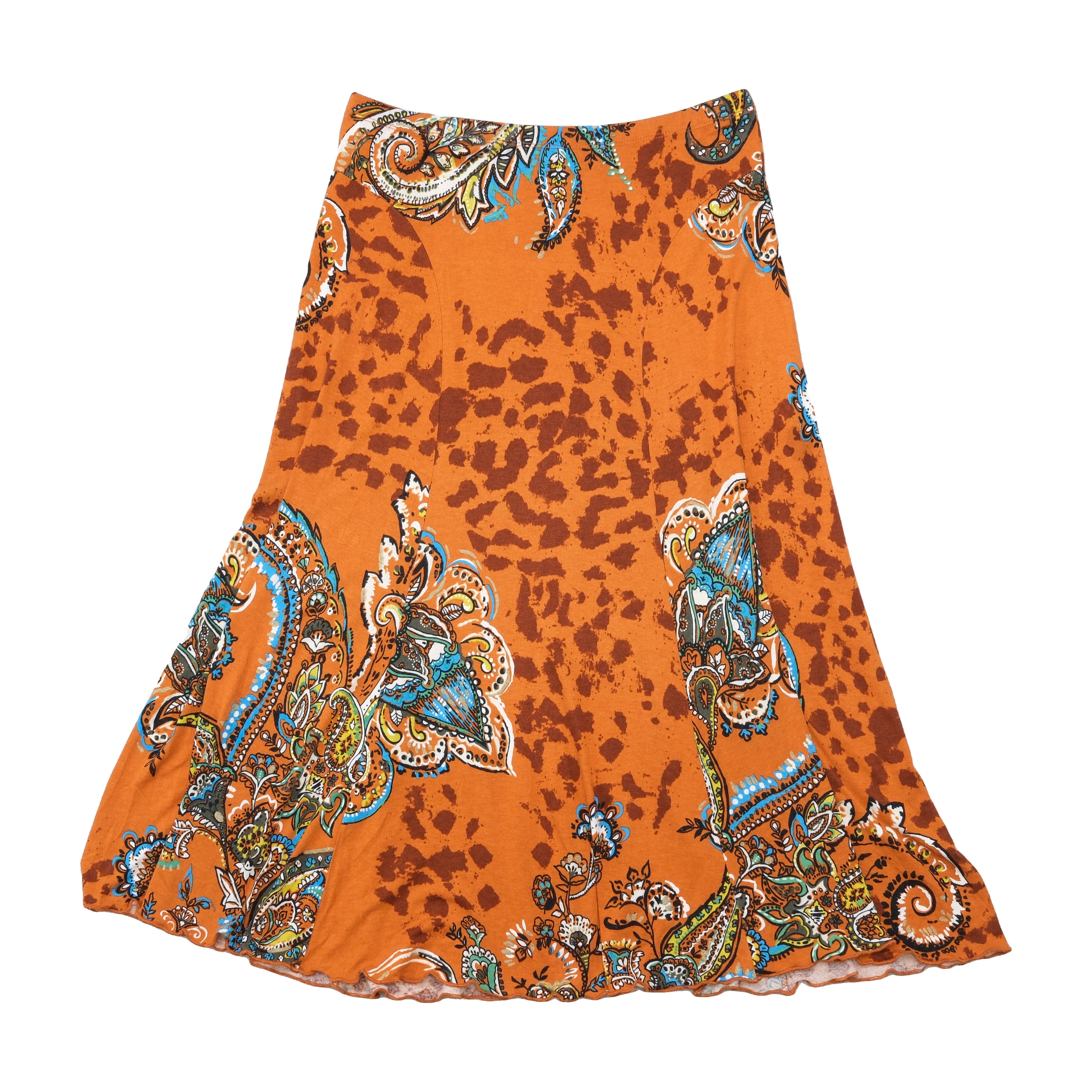 Andrea Mare Paisley Animal Print Flared Skirt