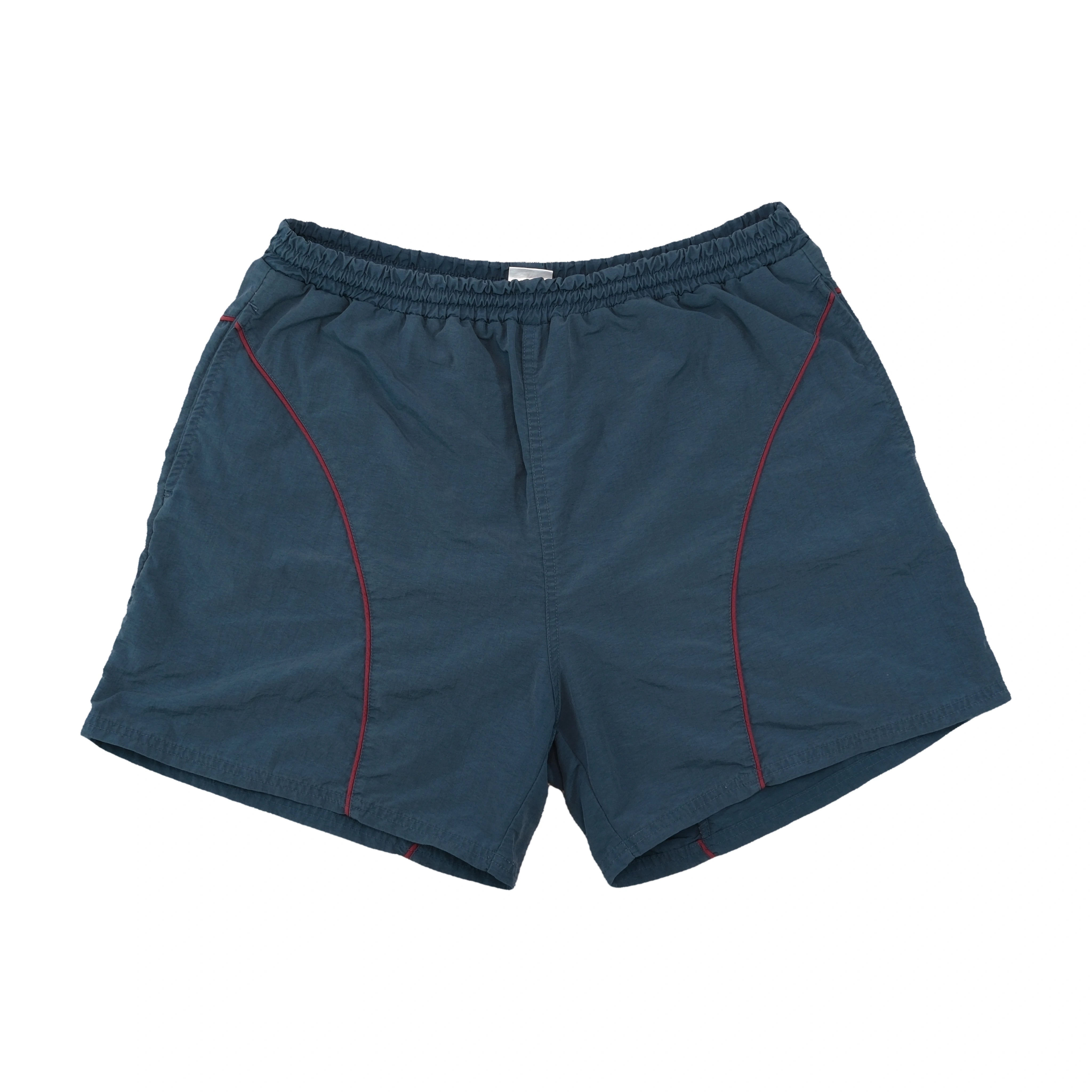 Retro Curved Contrast Piping Athletic Track Shorts