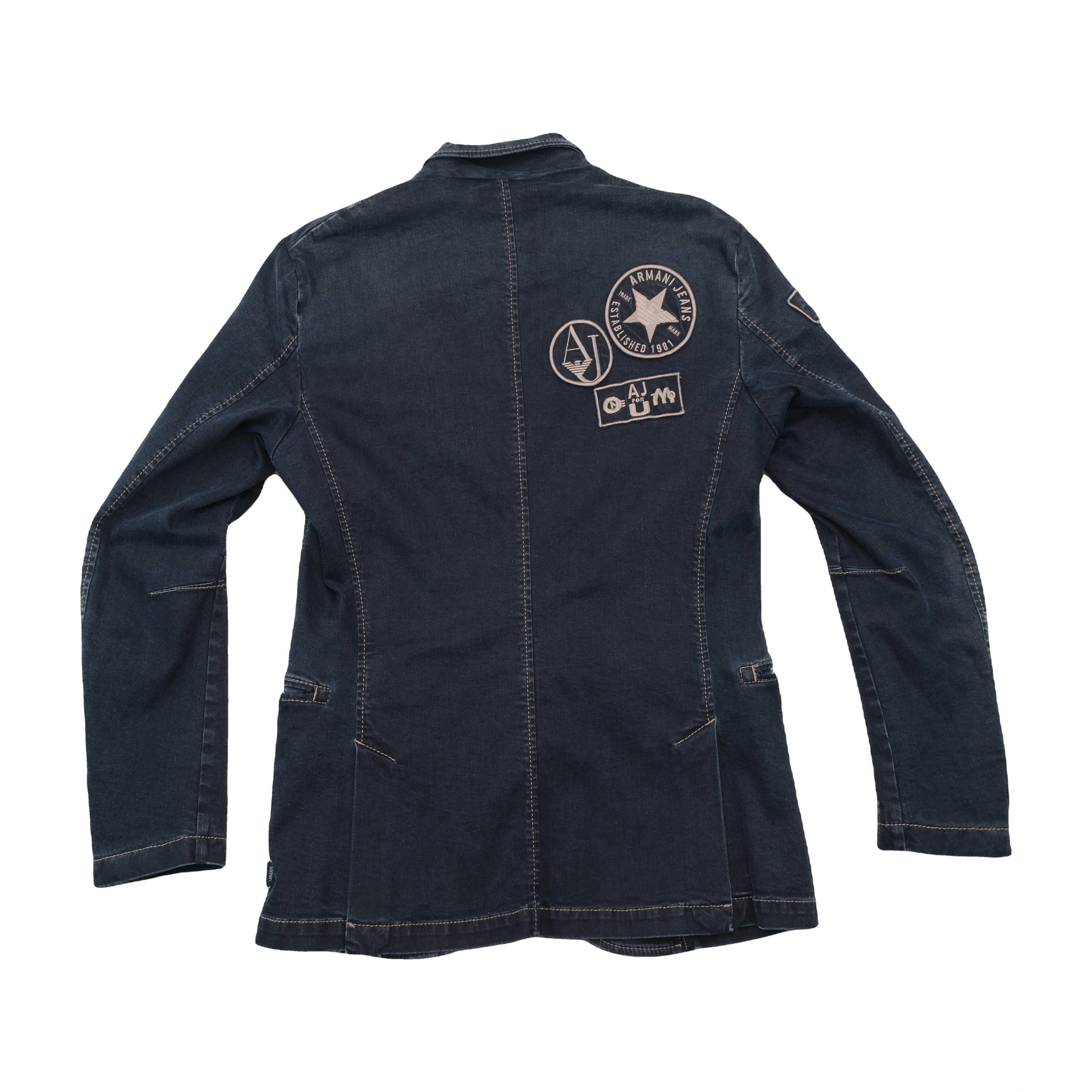 Casaco de ganga Armani Jeans de Lavagem Escura com Fecho e Emblemas de logótipo