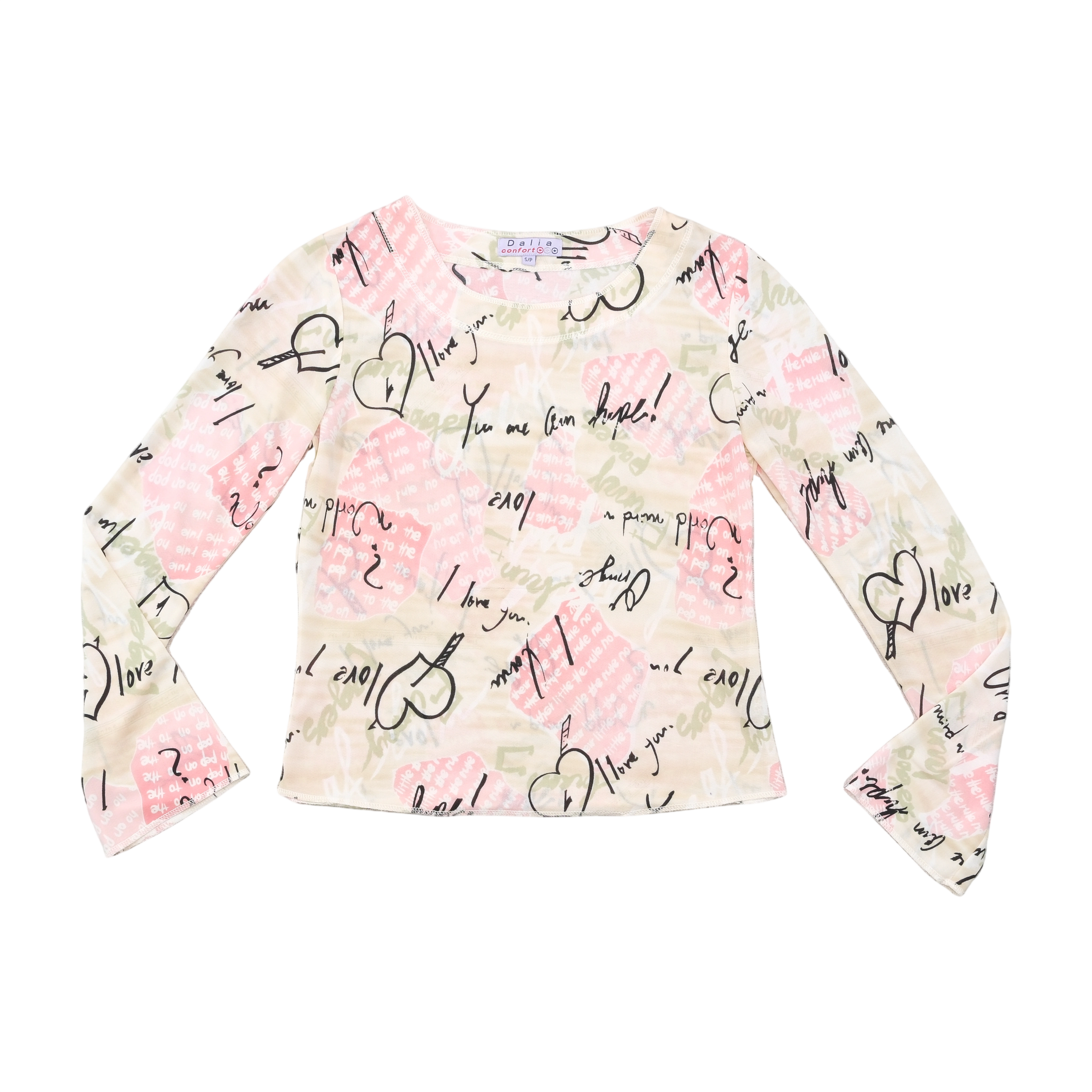 Dalia confori Sheer Graphic Mesh Blouse
