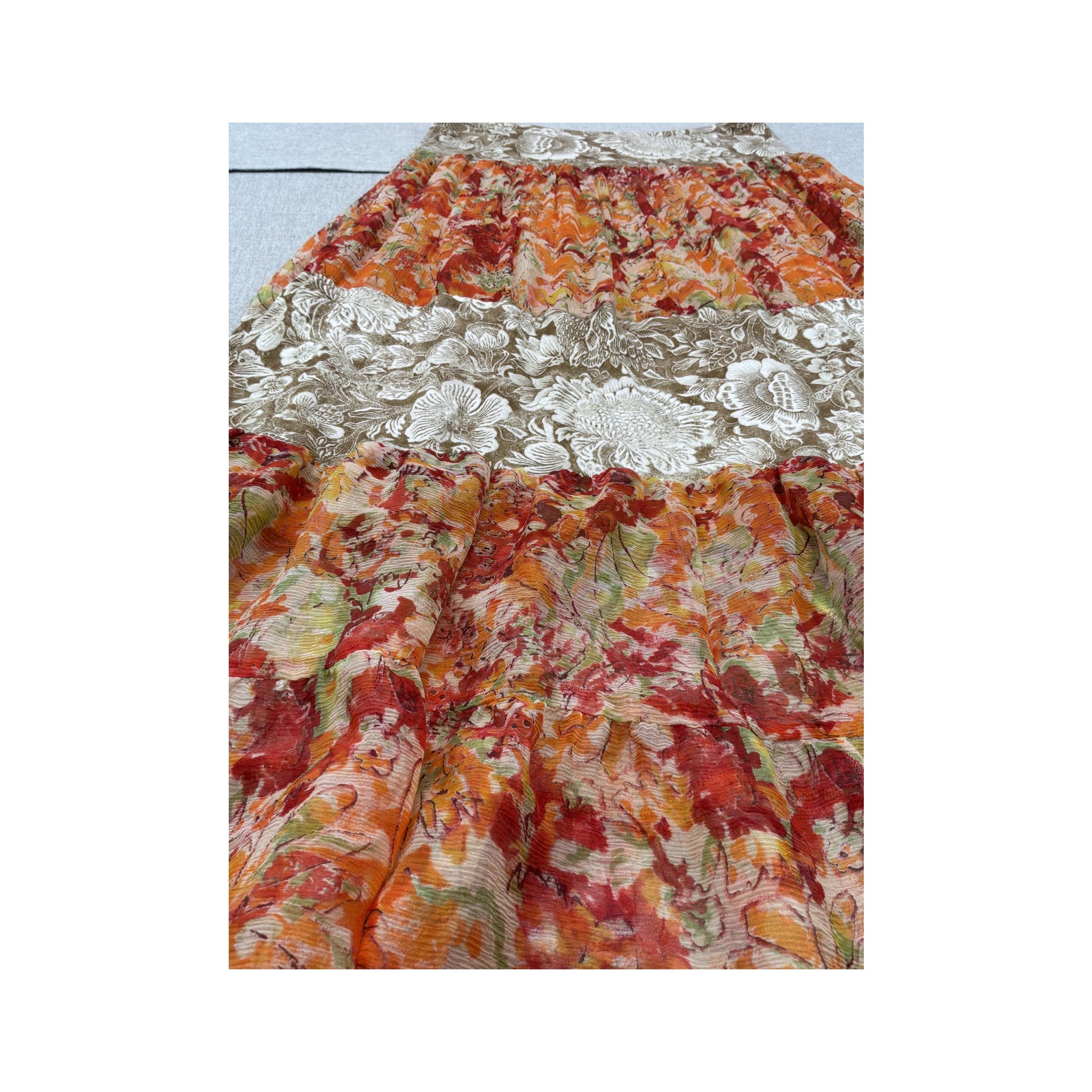 Tiered Mixed Floral Ruffle Skirt