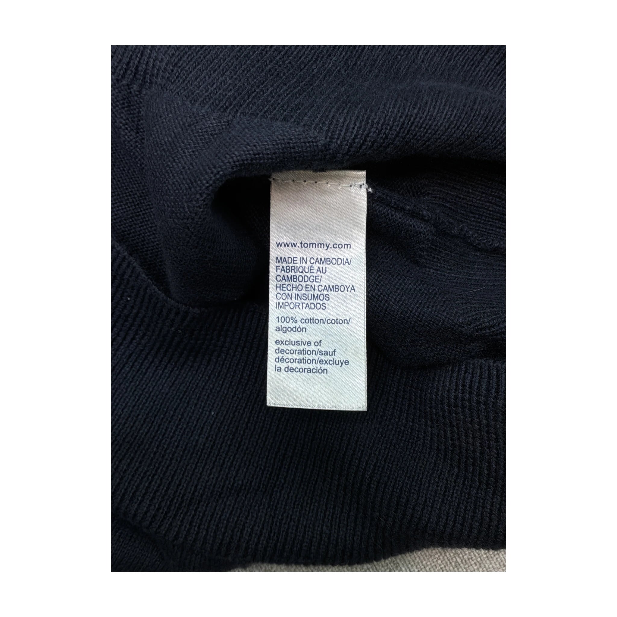 Tommy Hilfiger Navy V-Neck Cotton Sweater (Size M)