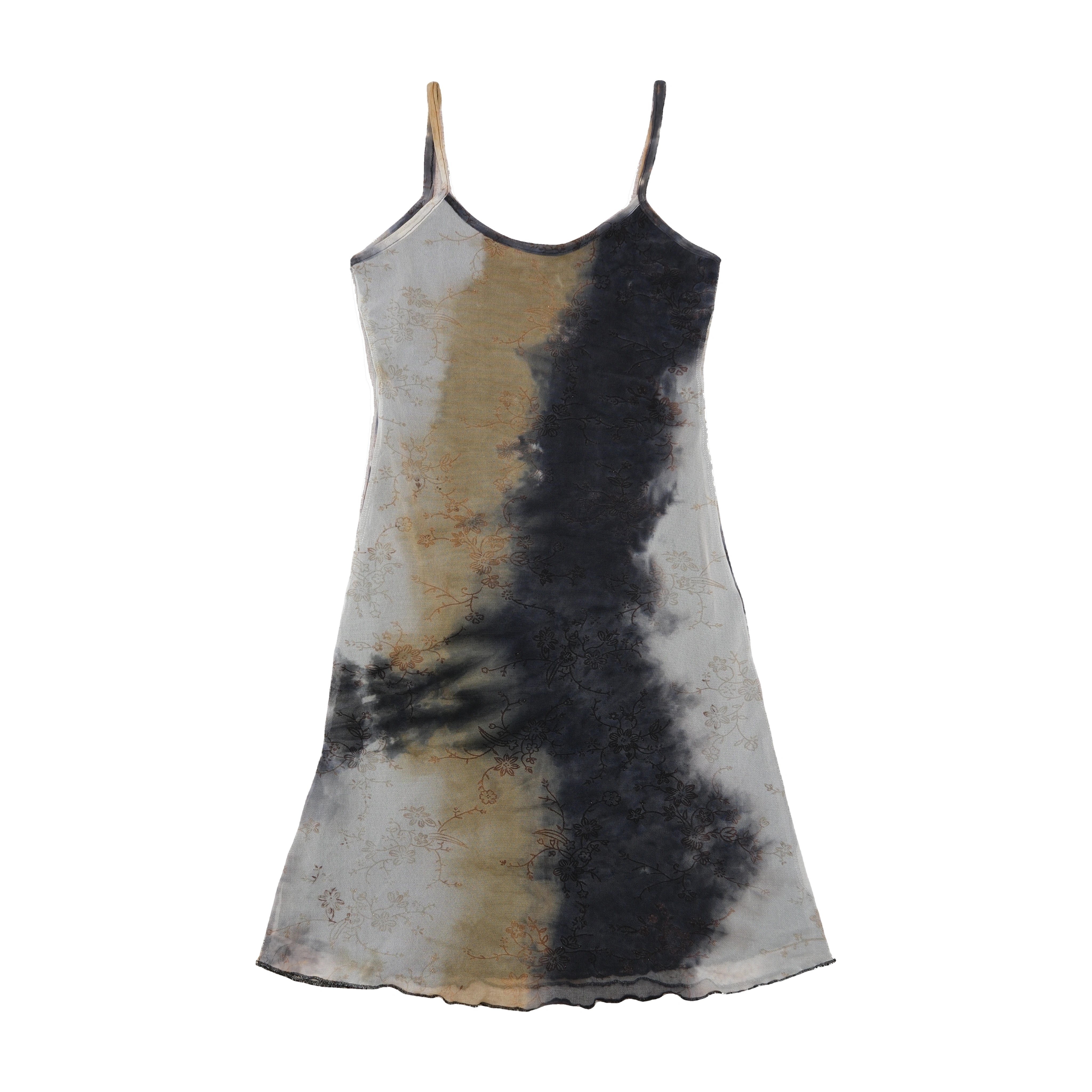 Andreana Floral Mesh Tie Dye Slip Dress