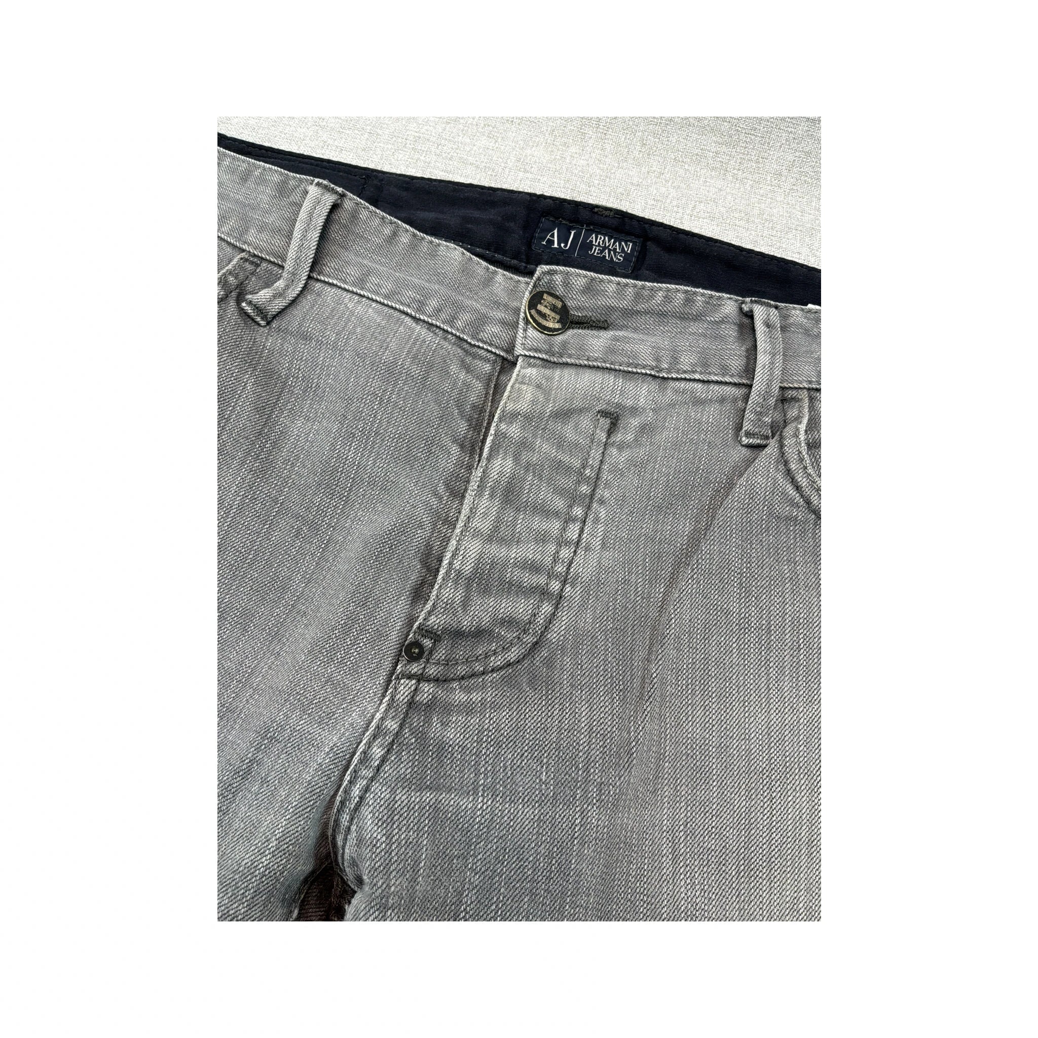 Armani Jeans Comfort Fit Gray Denim Jeans with HOG Eagle Back Patch