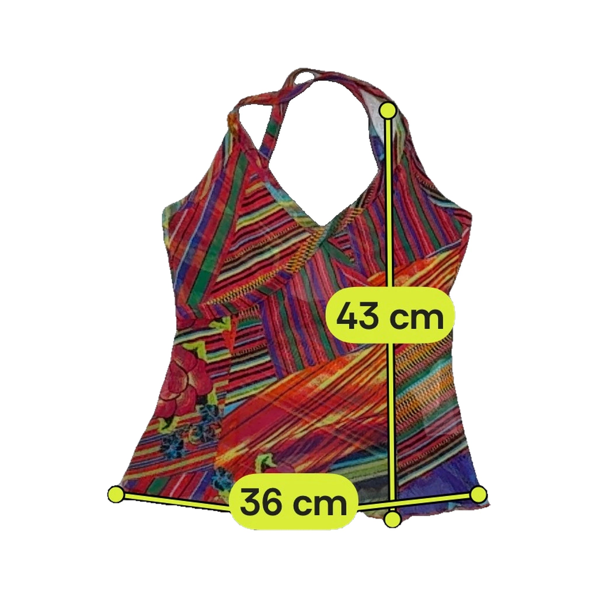 Abstract Stripe Floral Mesh Tank Top