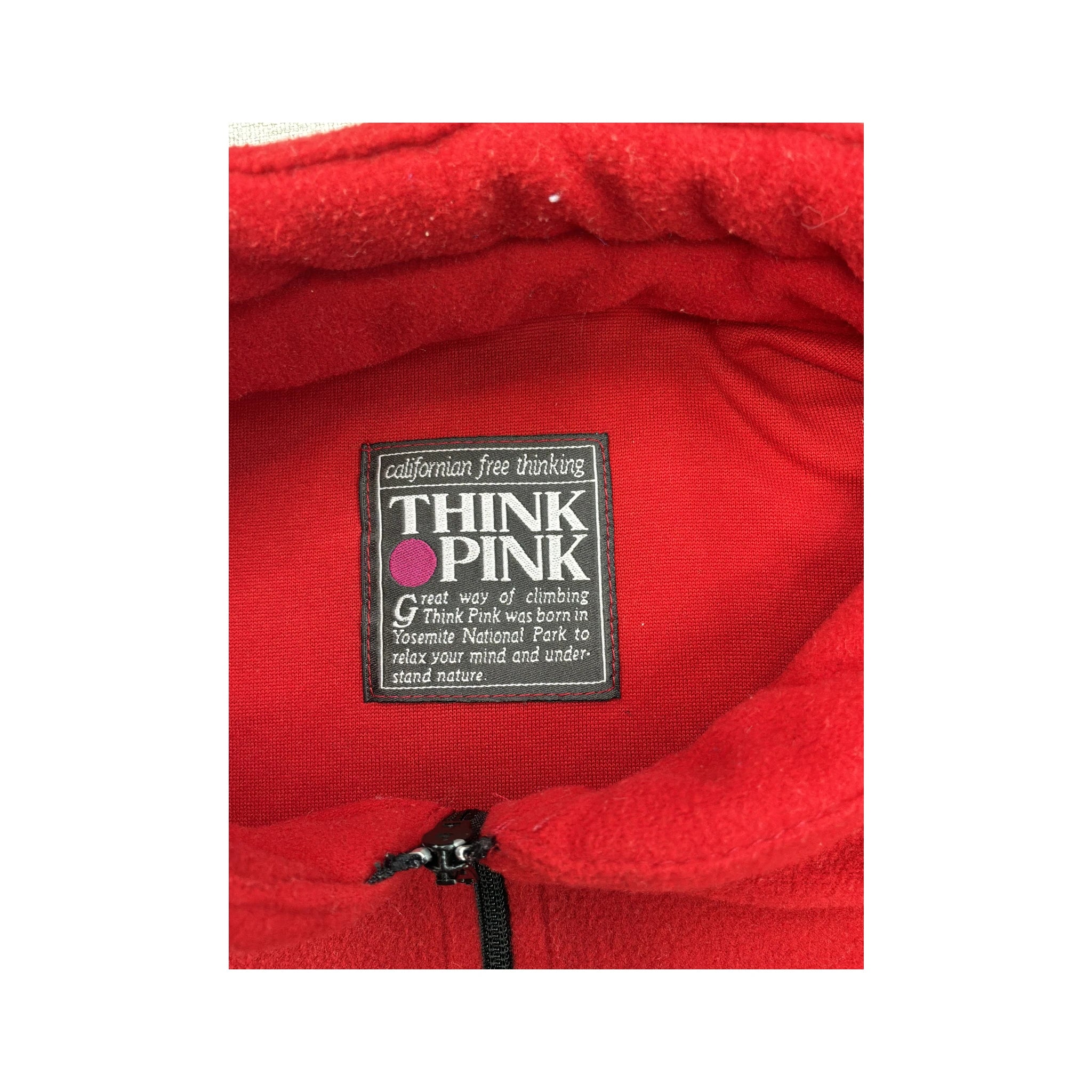 Camisola Polar Think Pink vermelha com Meio Fecho