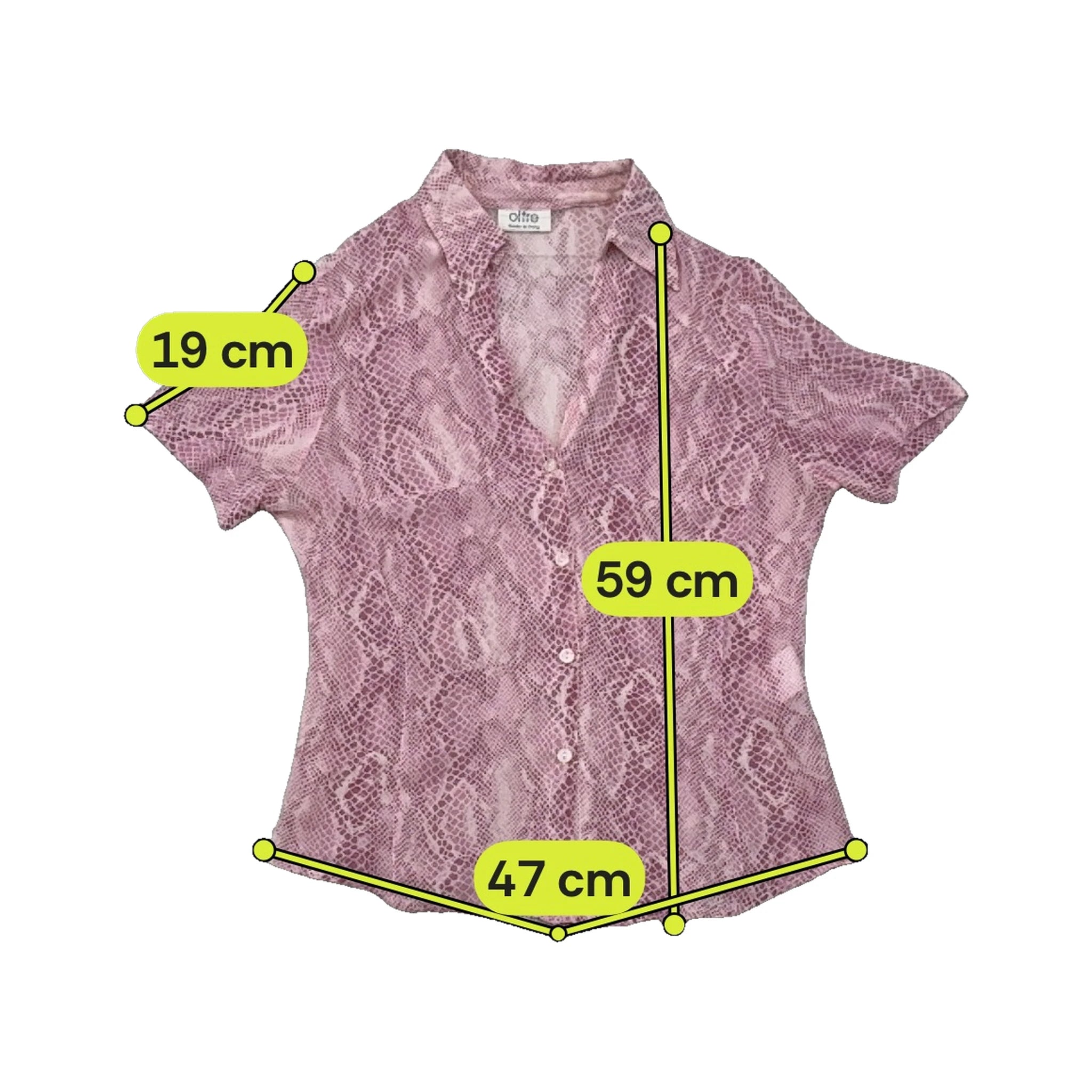 Oltre Pink Snakeskin Print Short Sleeve Button Up Shirt