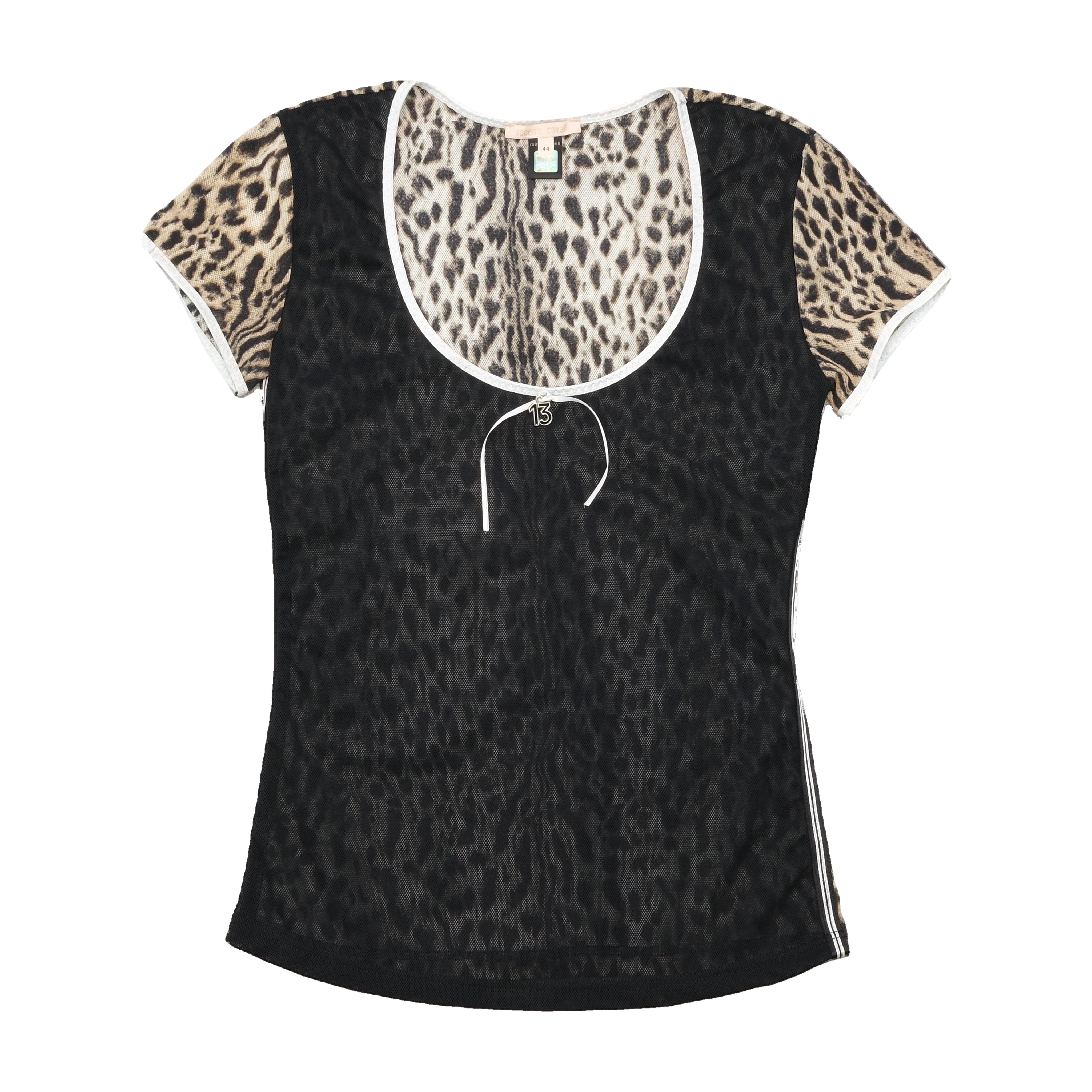 Roberto Cavalli Leopard Print Mesh T-shirt
