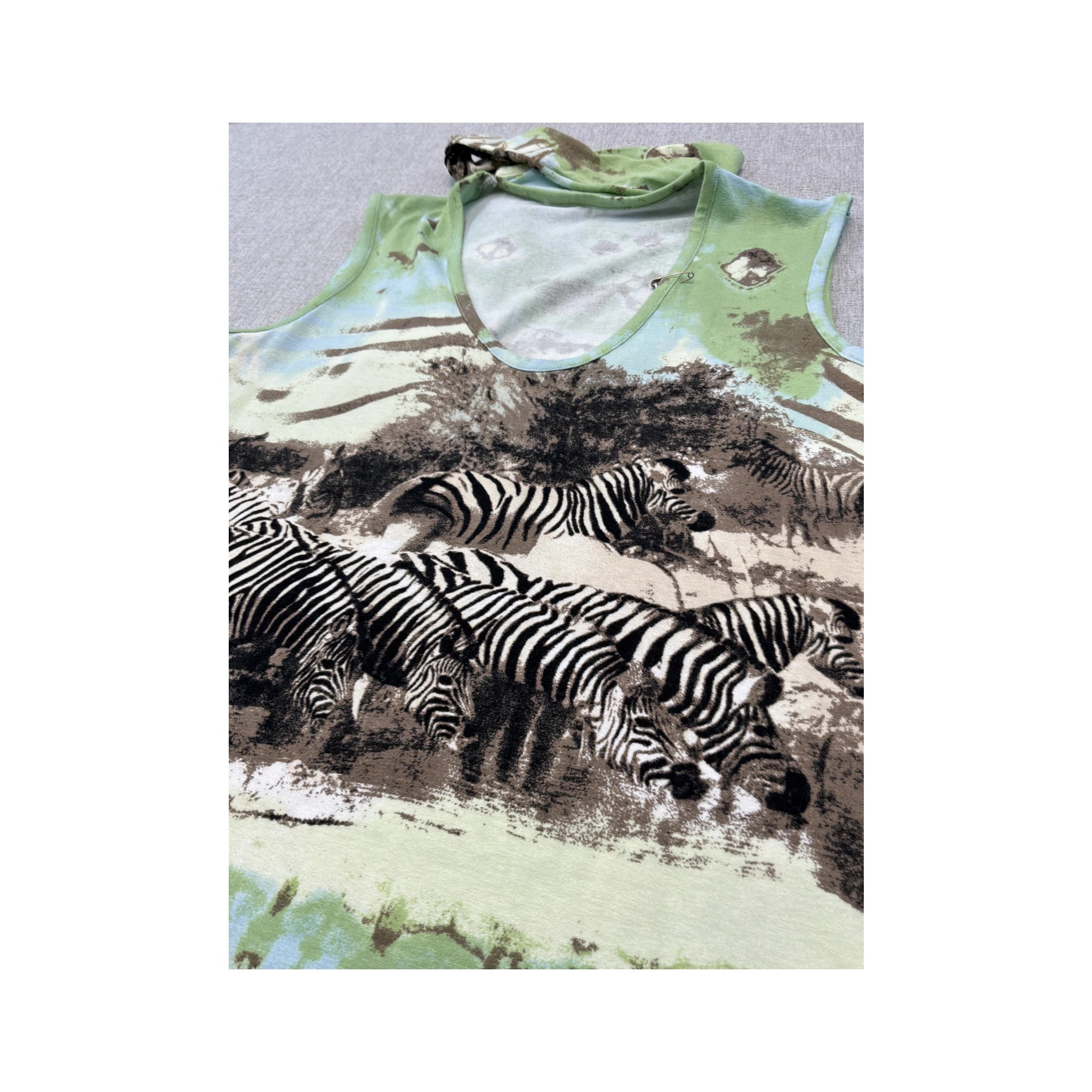 Deliziosa Zebra Print Tie Neck Tank Top