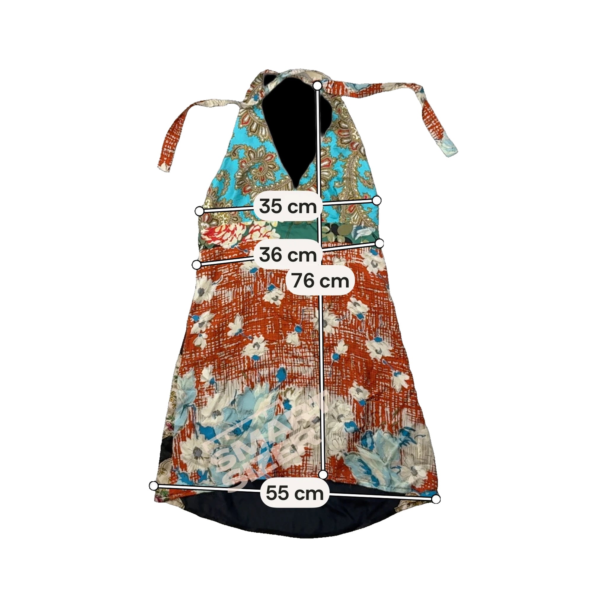 RARE Silk Patchwork Halter Mini Dress