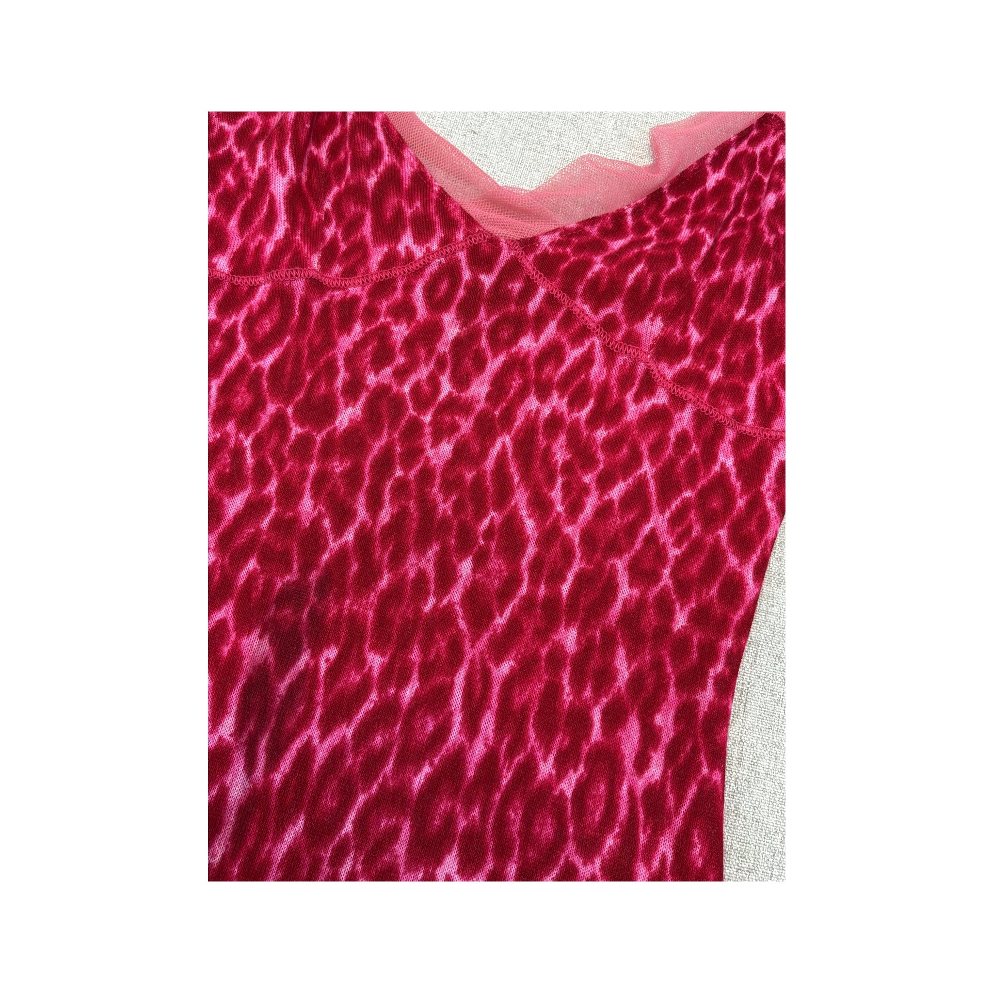 Vestido Lingerie AA Milano Belle Marie rosa com Acabamento em Rede de Leopardo