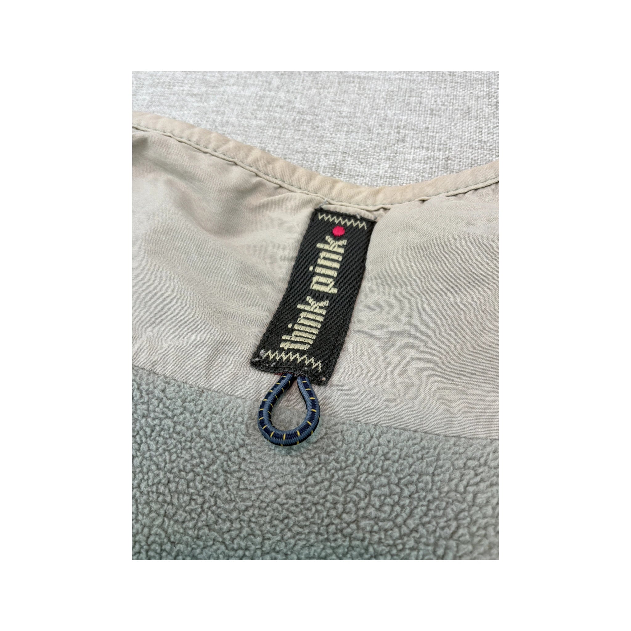 Think Pink Vintage Light Gray Quarter Zip Fleece