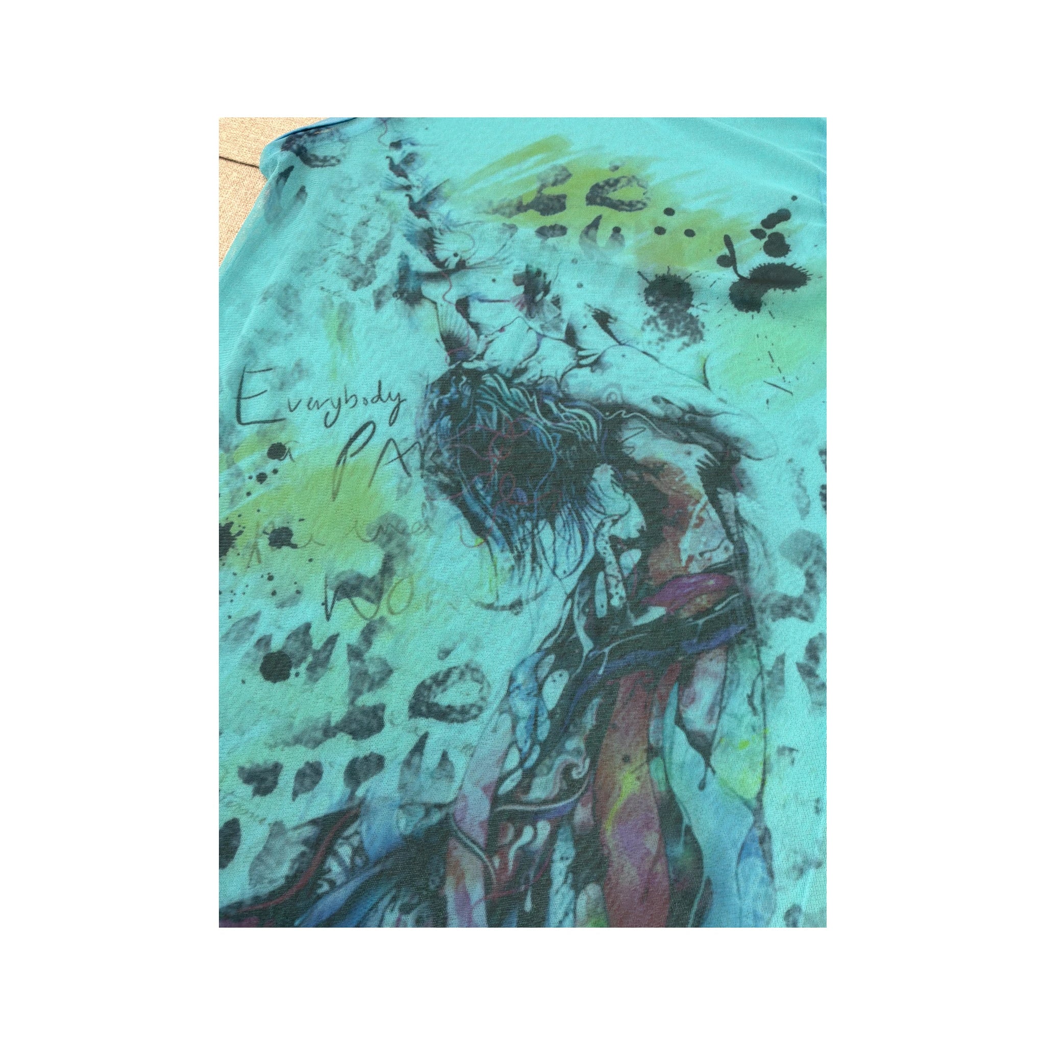 Abstract Graphic Asymmetric Mesh Dress