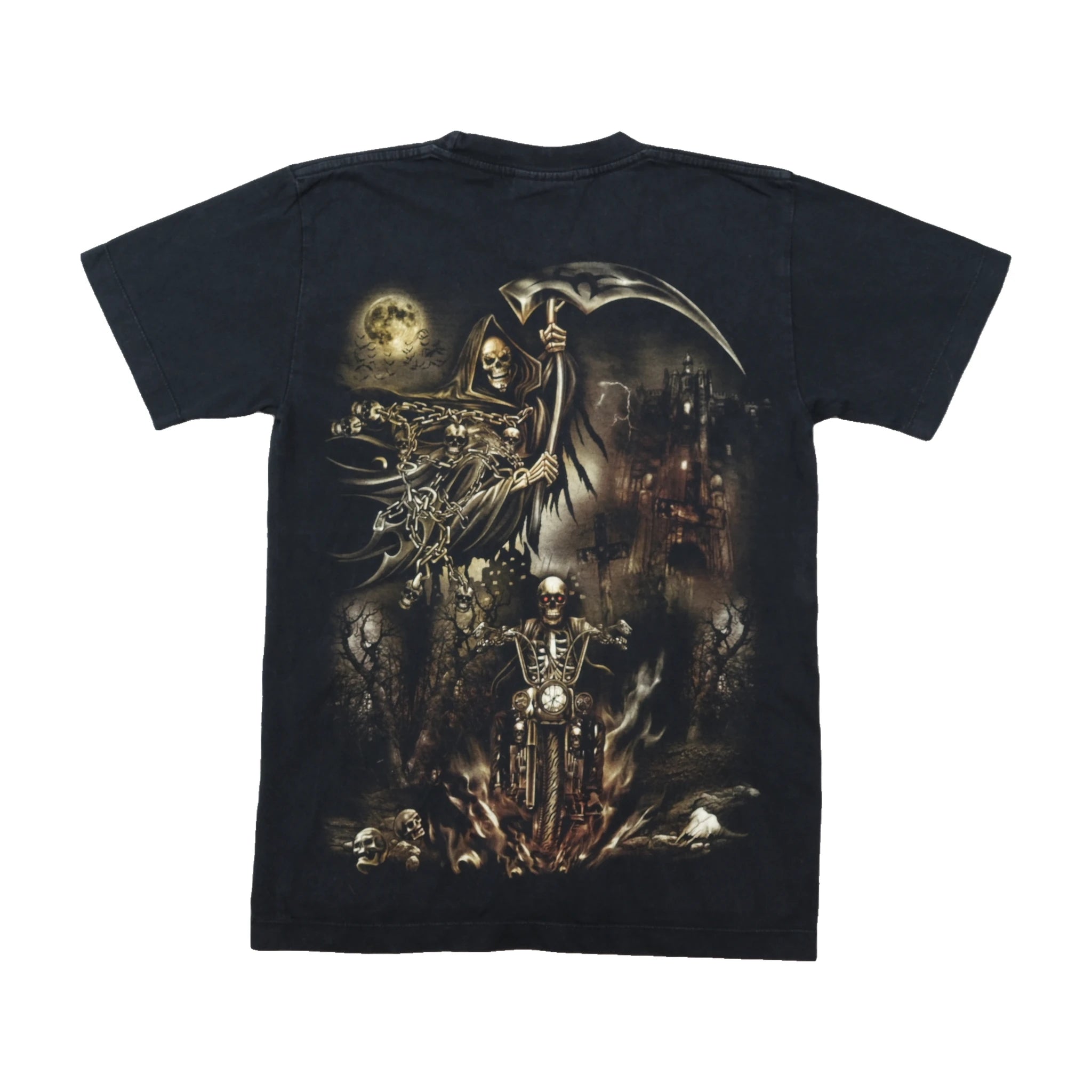 Tribal 100% Cotton Gothic Grim Reaper Biker Graphic Shirt