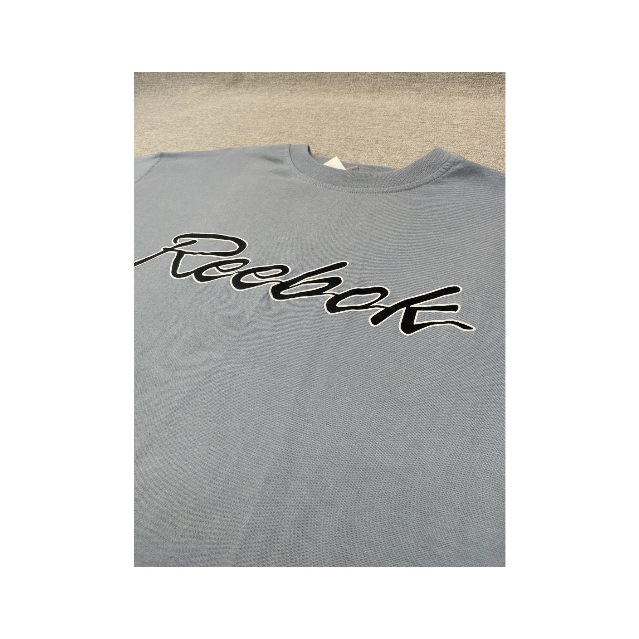 Camisa Reebok vintage em algodão Azul-claro com logótipo Manuscrito