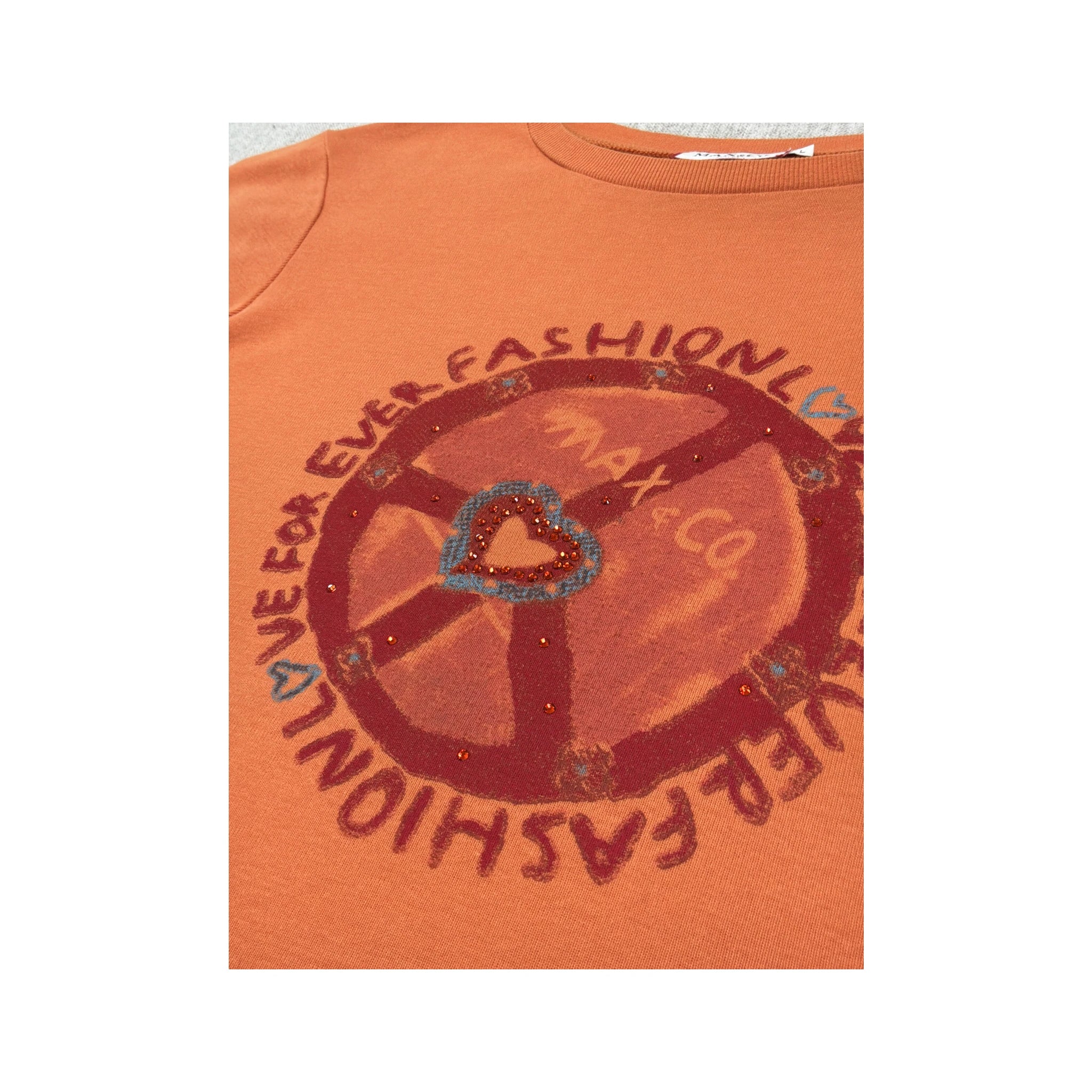 MAX&Co. Graphic Rhinestone Cotton T-shirt