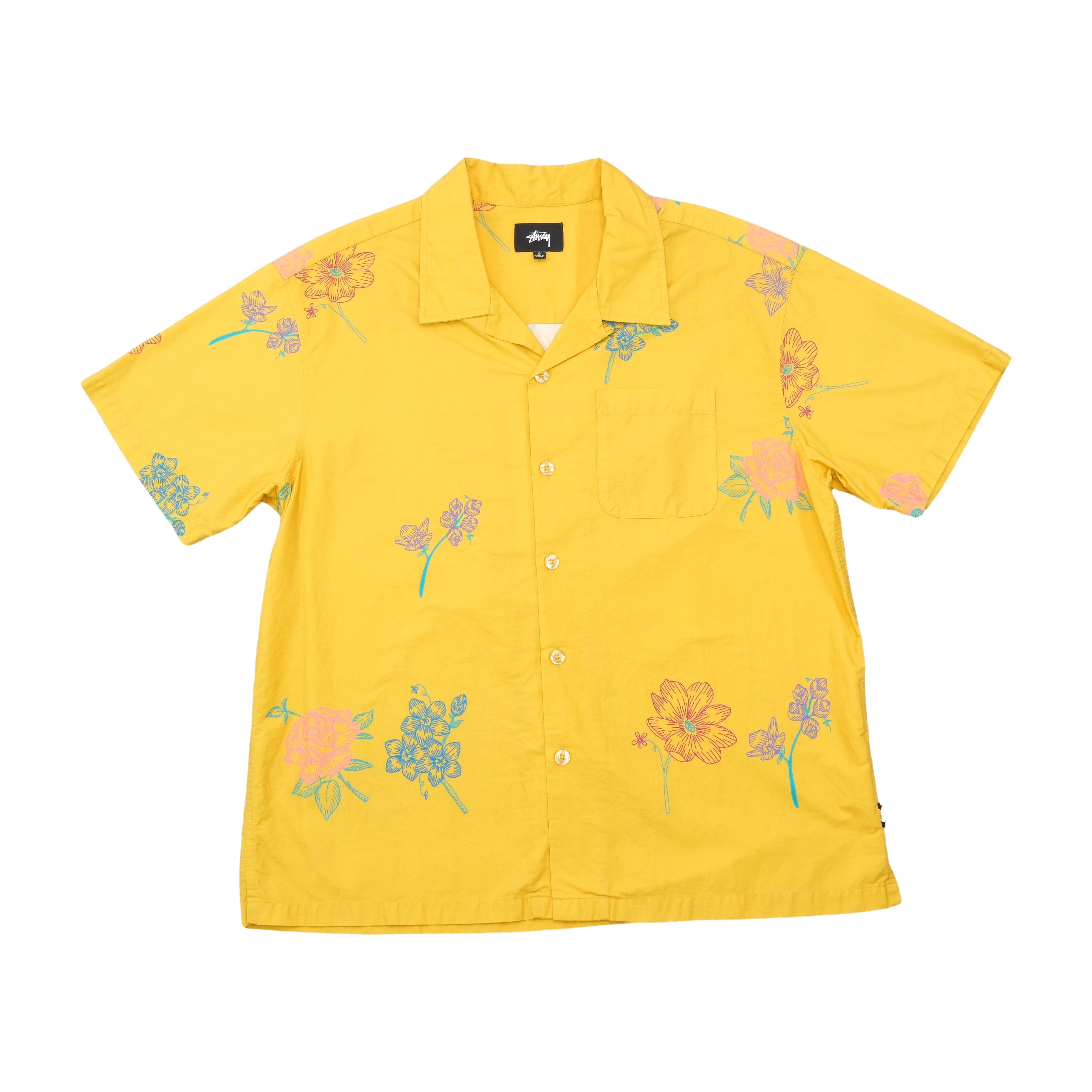 Stussy Floral Print Cotton Button Up Shirt