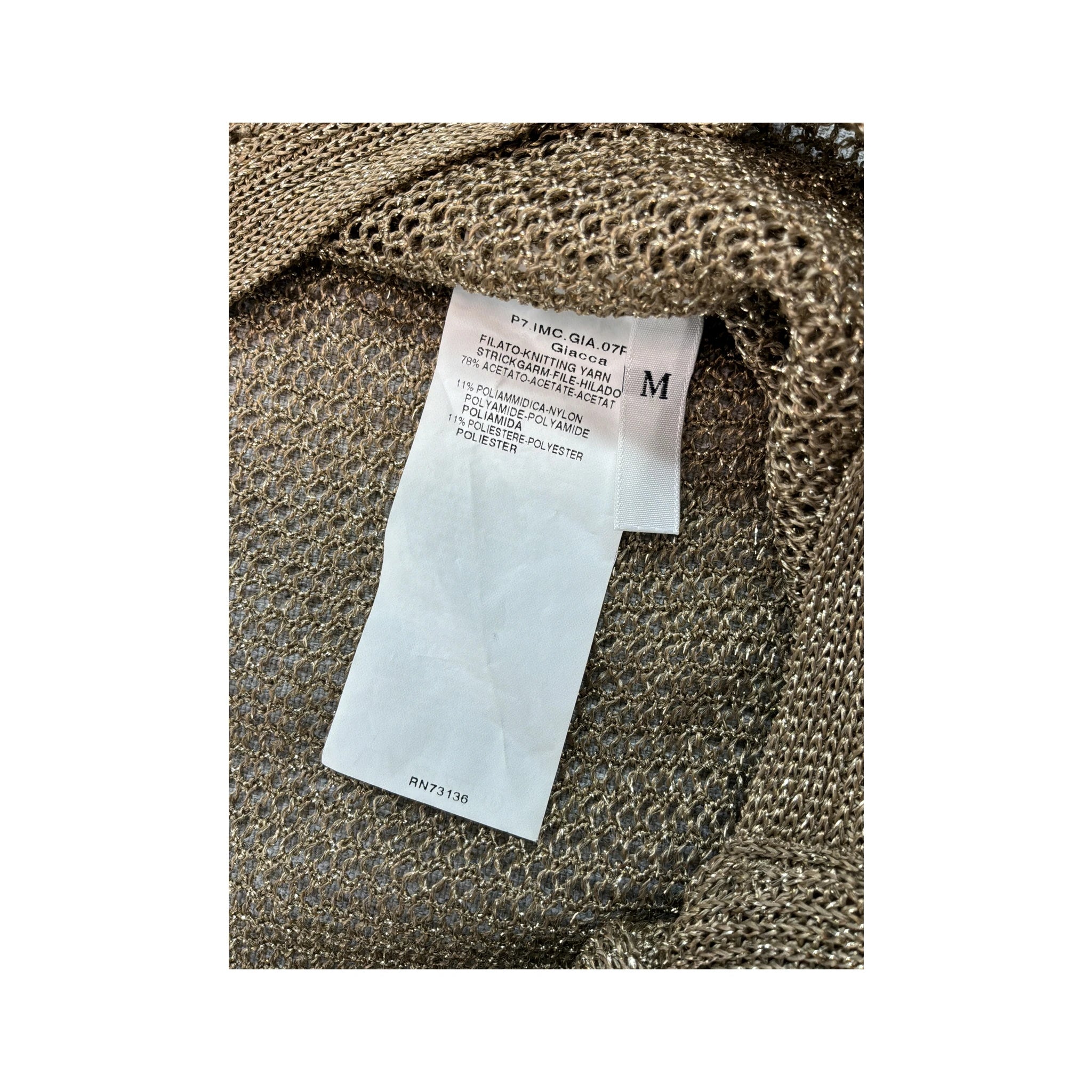 MAX&Co. Metallic Gold Open-Knit Tie-Front Cropped Cardigan 2