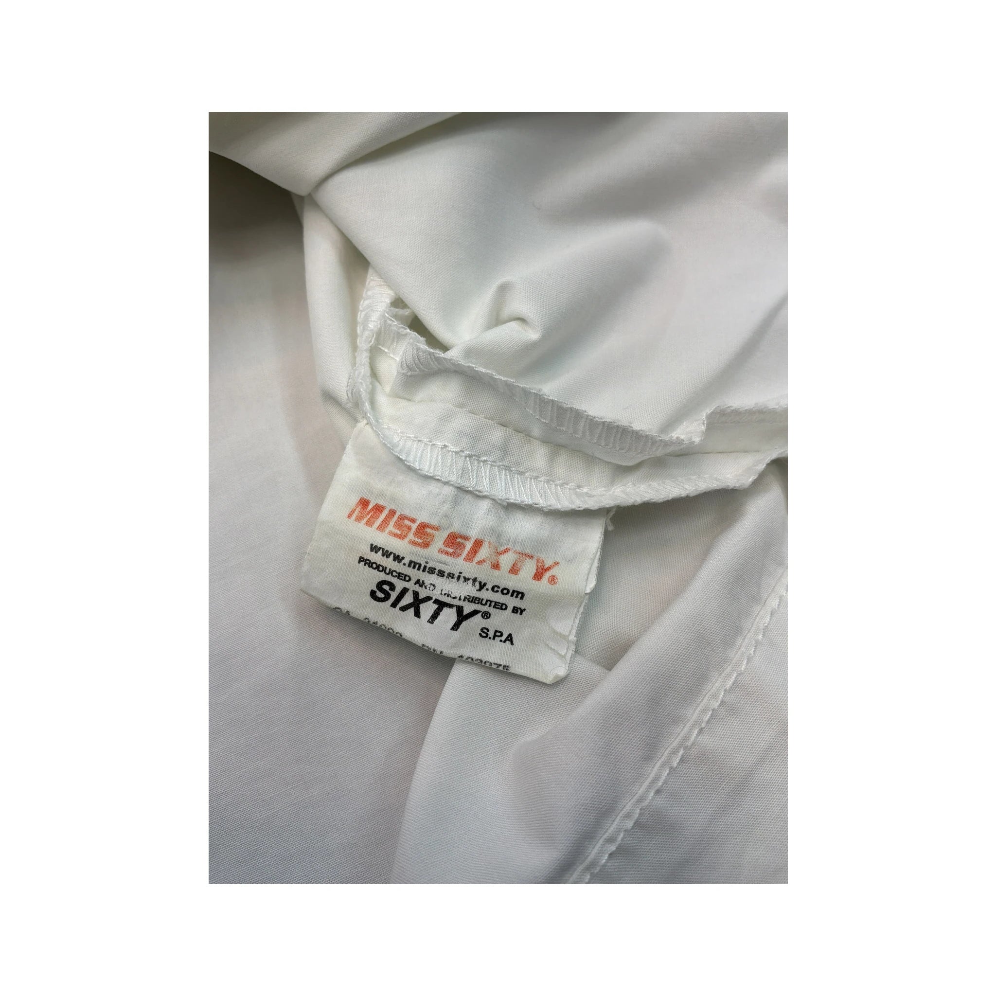 Miss Sixty White Cotton Zip Front Mini Skirt with Drawstring Cutout Pockets