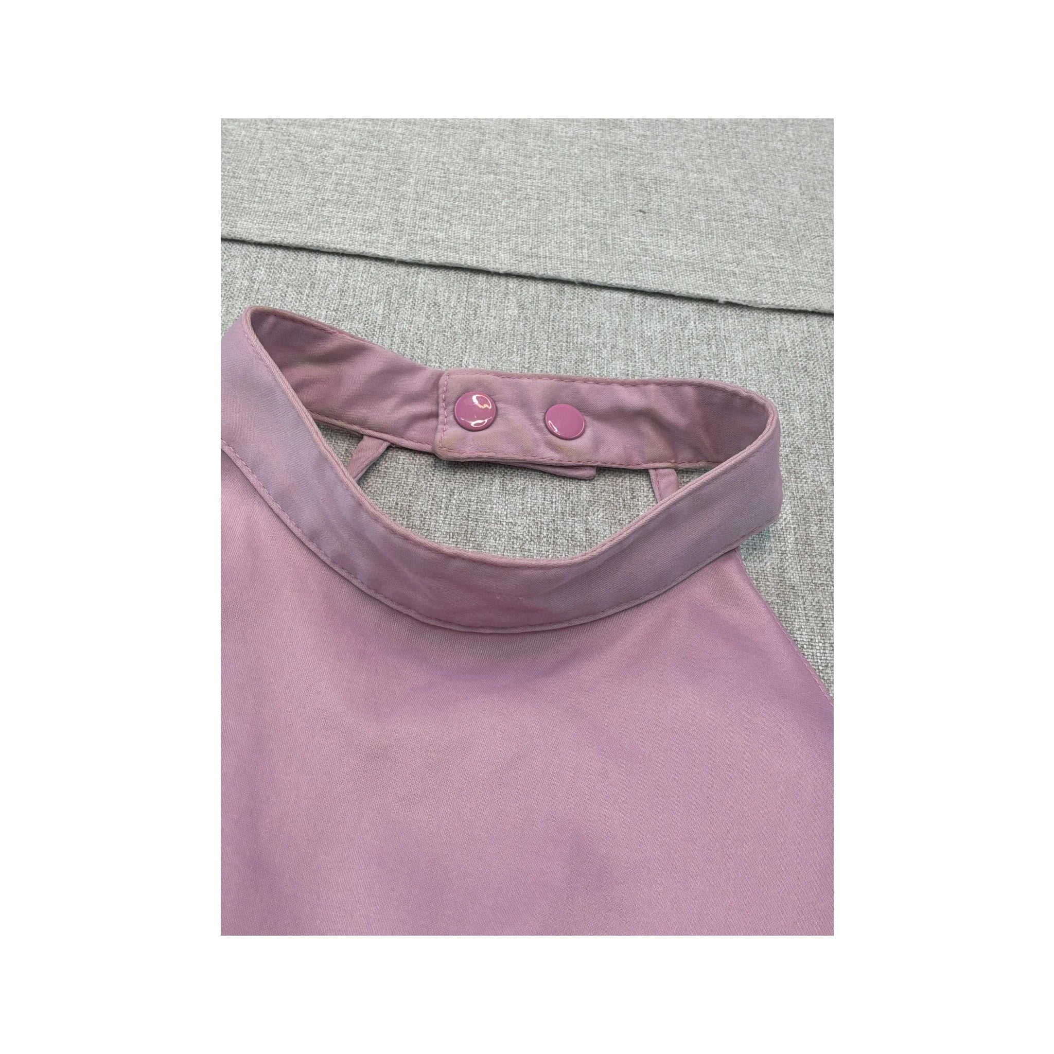 Vintage Pink Halter Snap Neck Tie Back Blouse